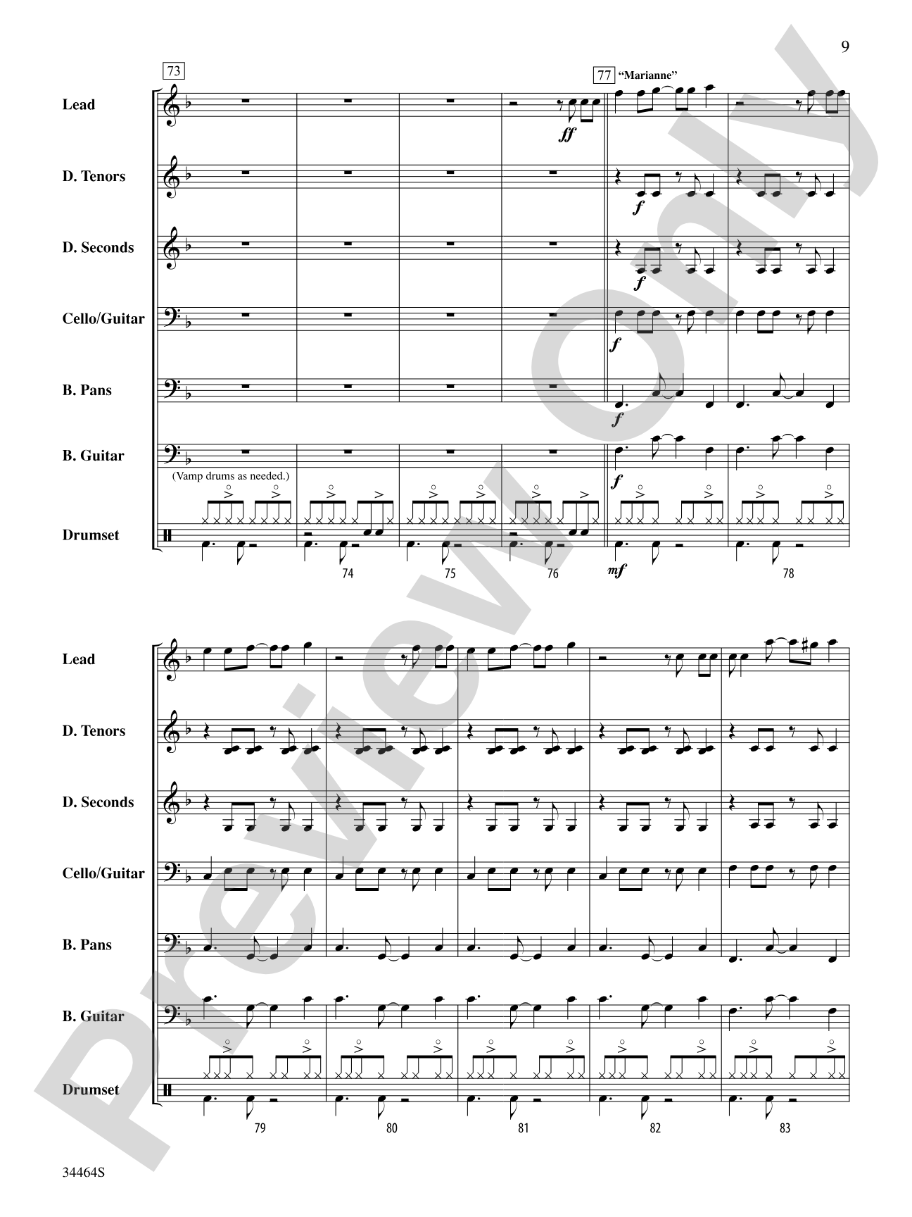 Limbo & Marianne: Steel Drum Conductor Score & Parts