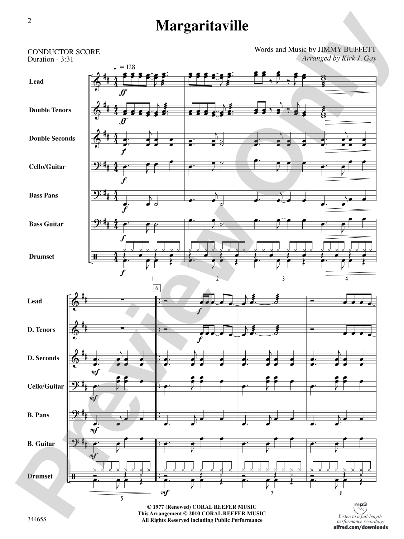 Margaritaville: Steel Drum Conductor Score & Parts