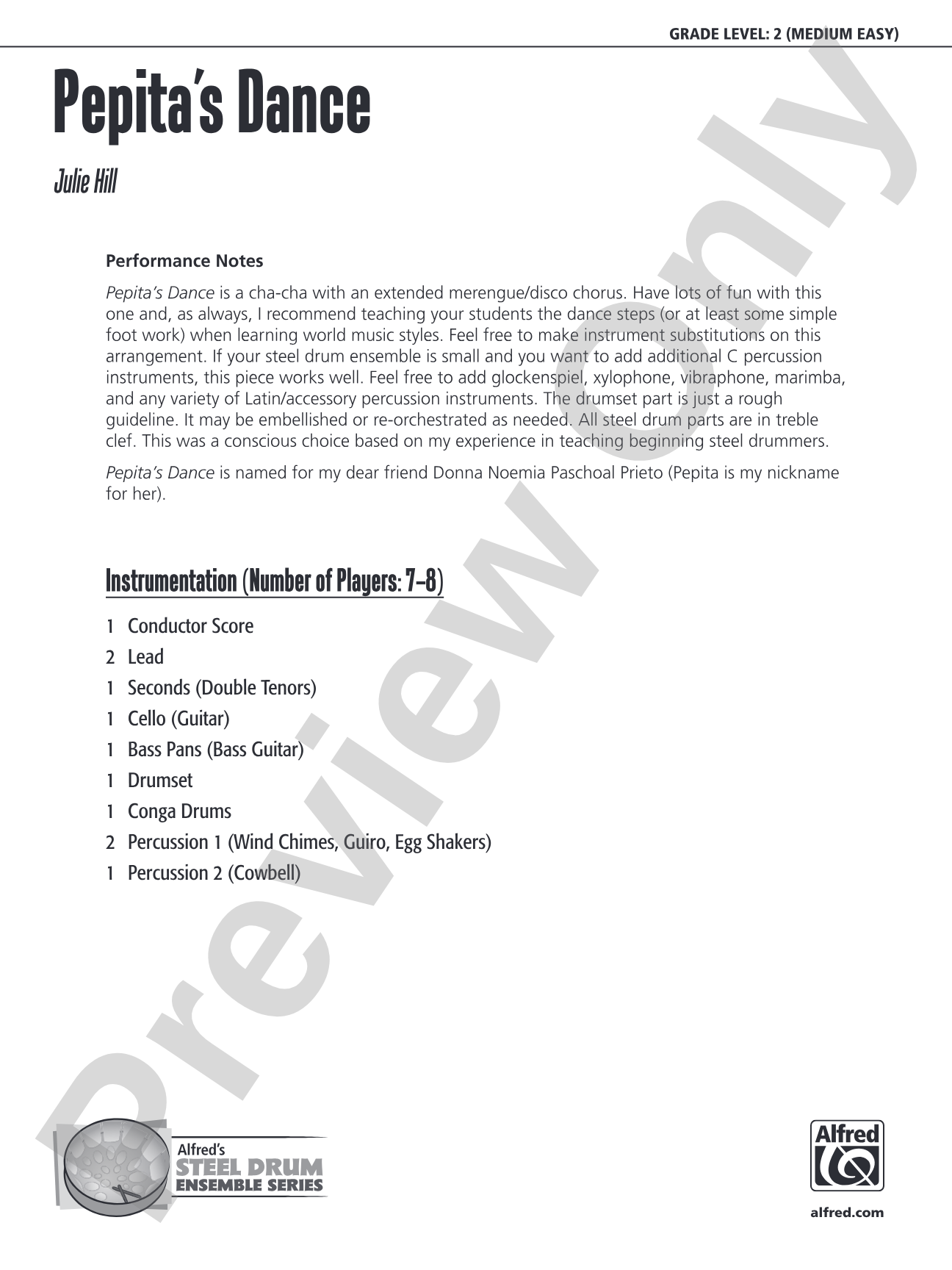 Pepita's Dance: Steel Drum Conductor Score & Parts