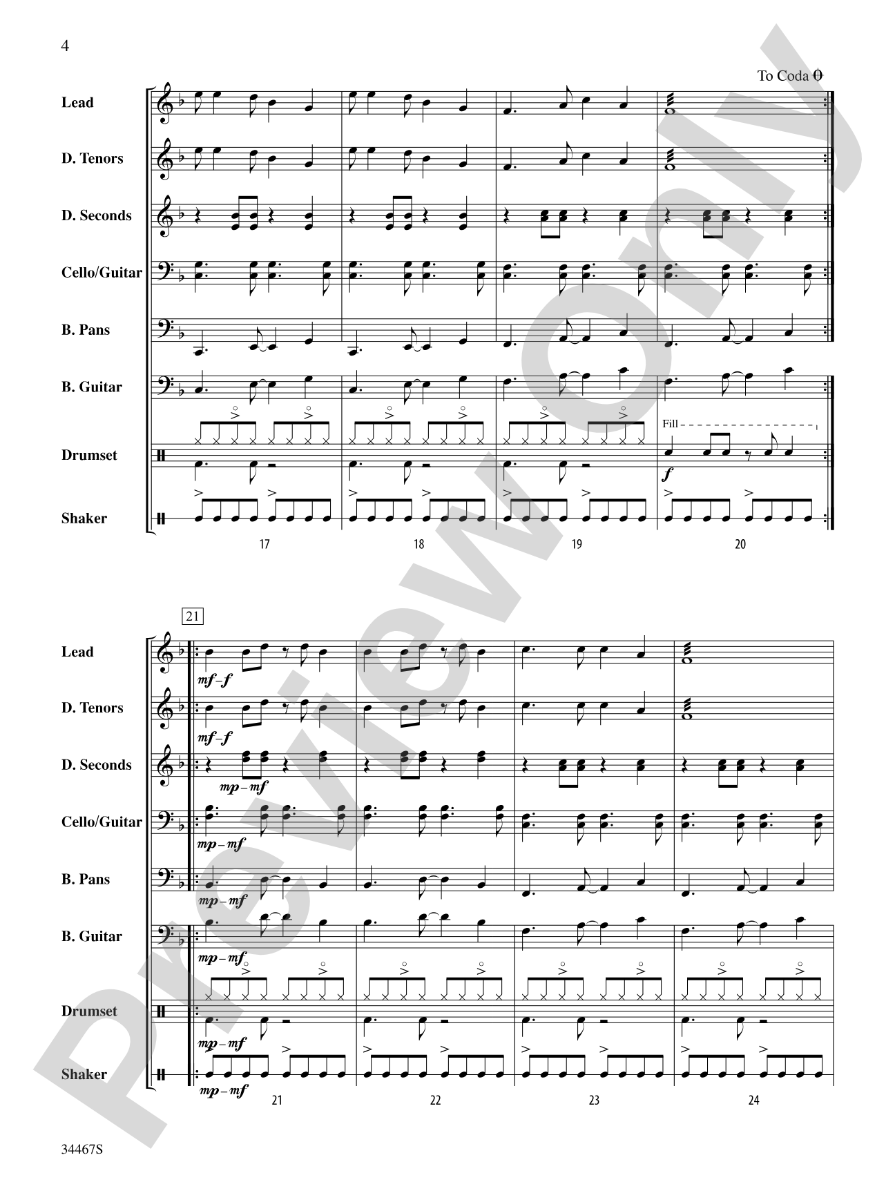 Trinidad Blue Basin: Steel Drum Conductor Score & Parts