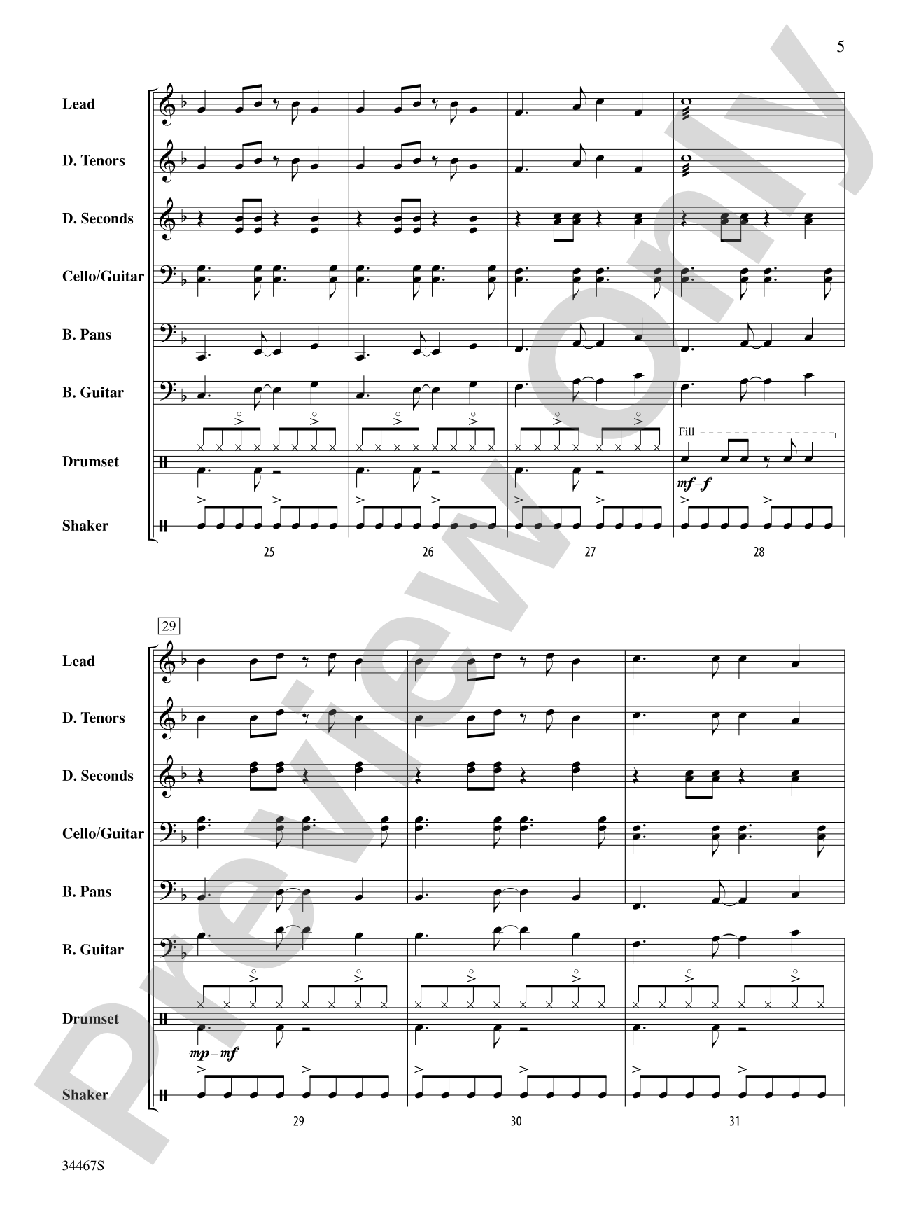 Trinidad Blue Basin: Steel Drum Conductor Score & Parts