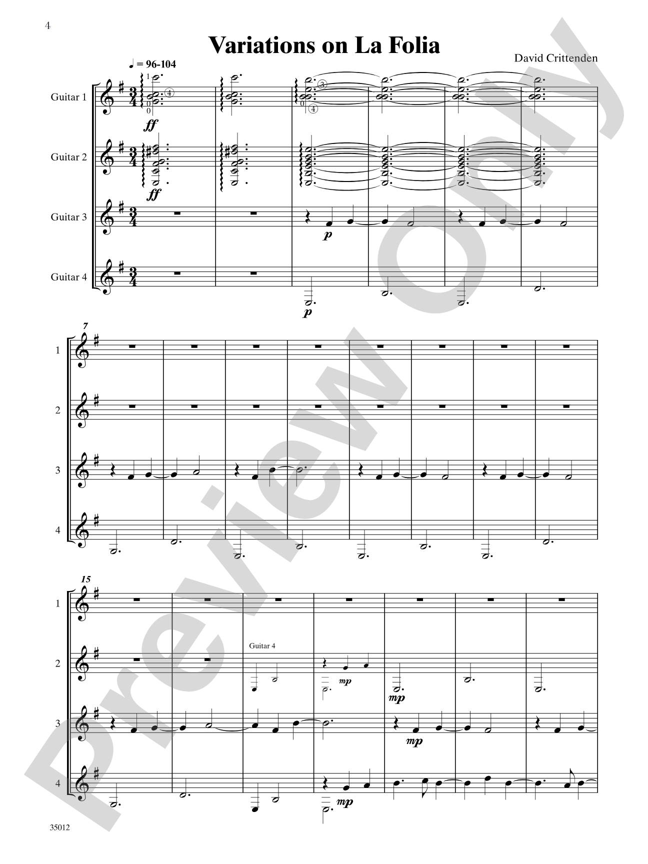 Quartets for Guitar: Three Intermediate Works: Guitar Book