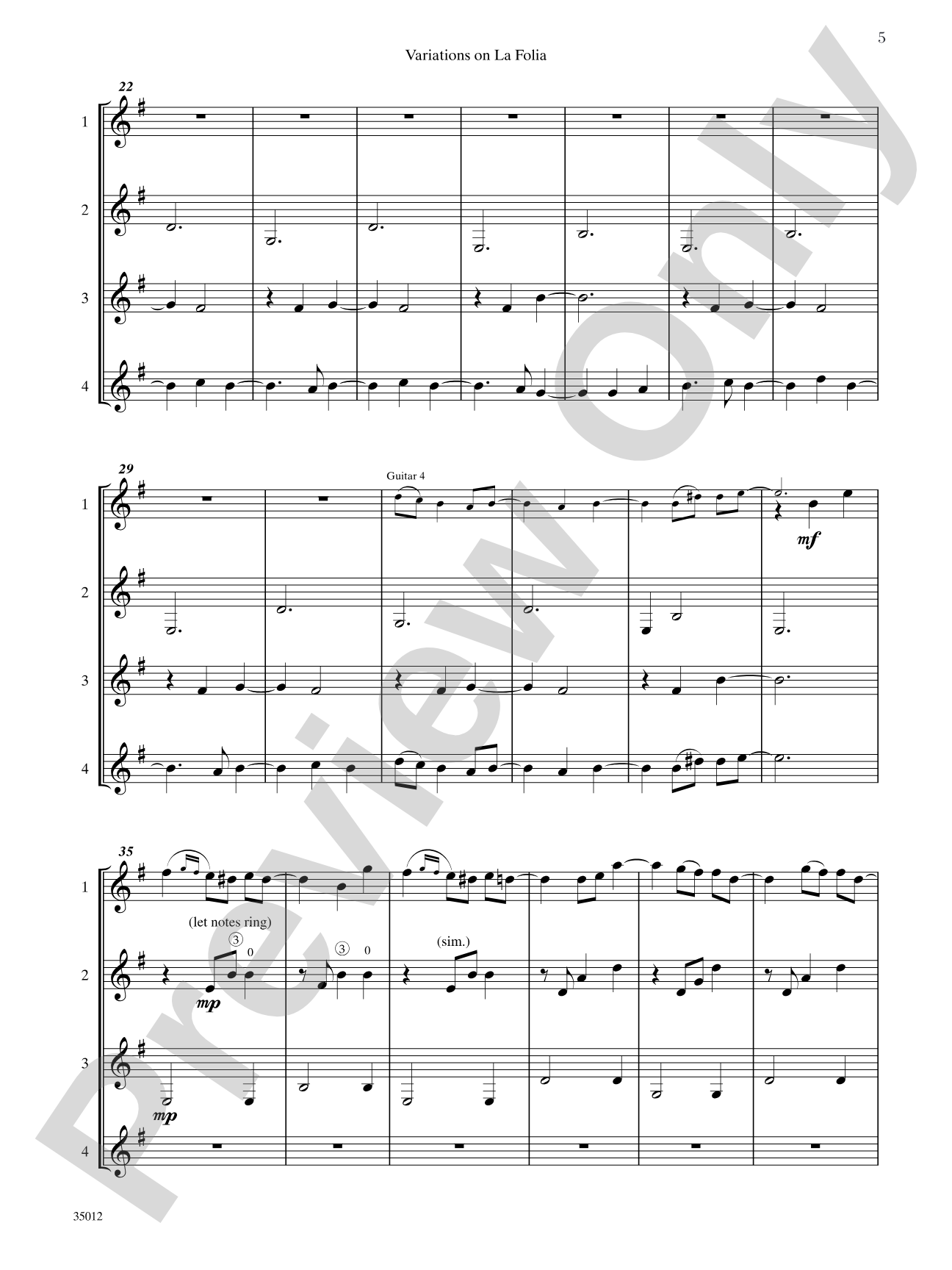 Quartets for Guitar: Three Intermediate Works: Guitar Book