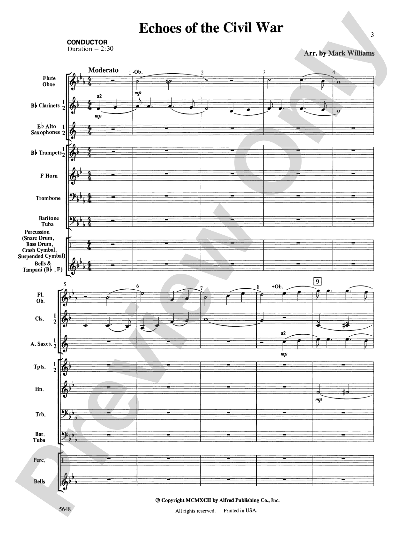 Echoes of the Civil War: Concert Band Conductor Score & Parts