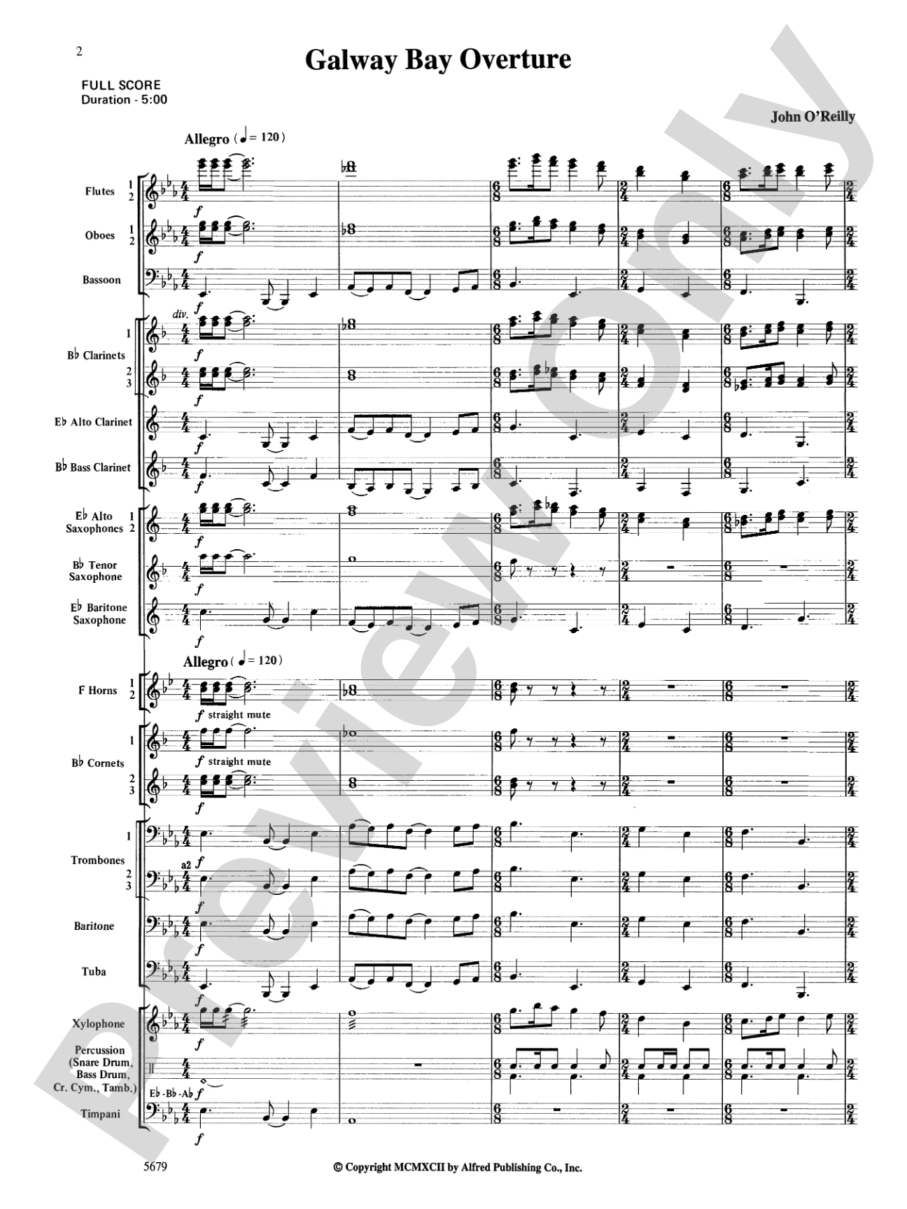 Galway Bay Overture: Concert Band Conductor Score & Parts