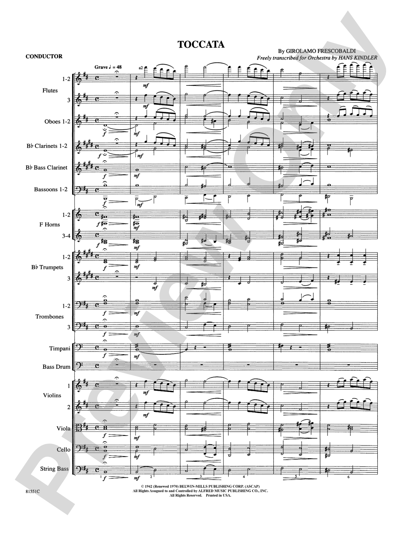 Toccata: Full Orchestra Conductor Score & Parts