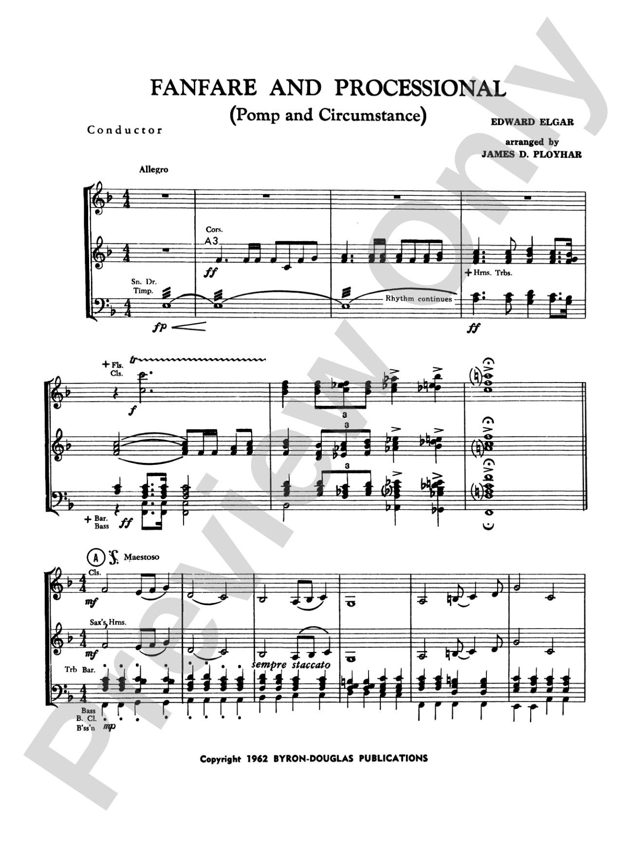 Fanfare, Processional and Recessional: Concert Band Conductor Score & Parts