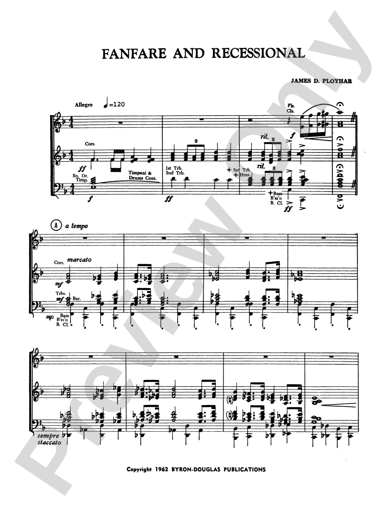 Fanfare, Processional and Recessional: Concert Band Conductor Score & Parts