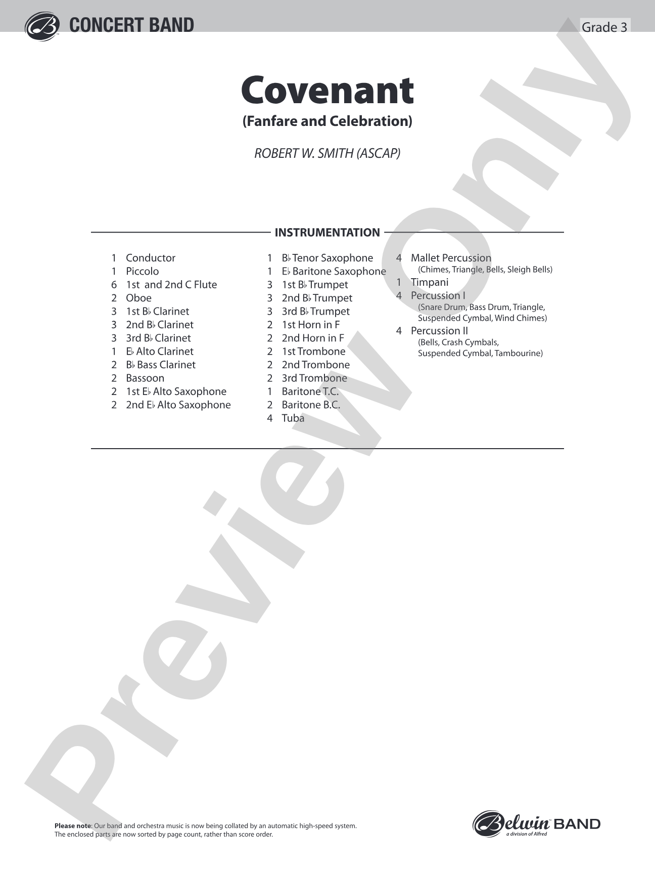 Covenant: Concert Band Conductor Score & Parts