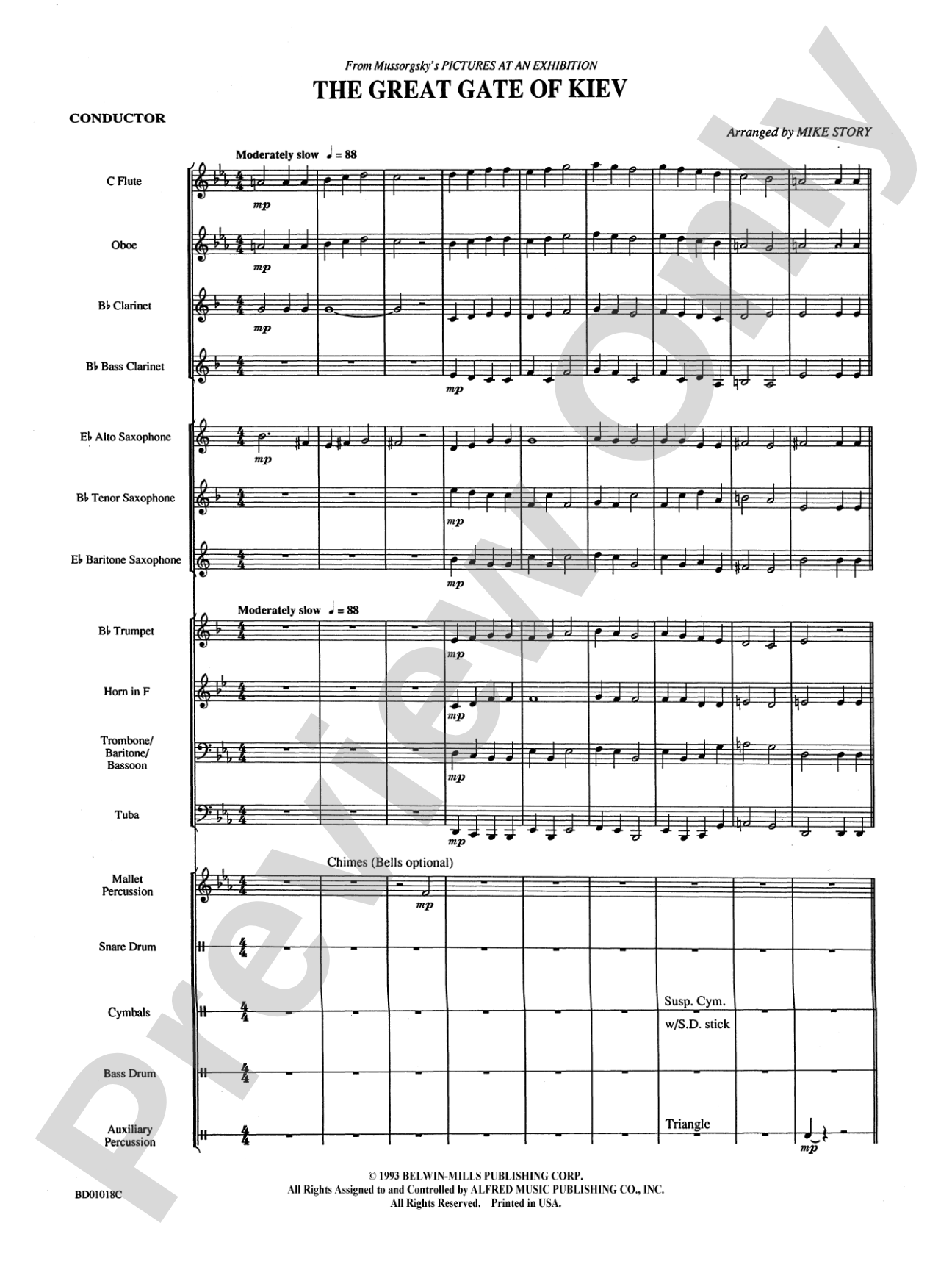 The Great Gate of Kiev (from Pictures at an Exhibition): Concert Band Conductor Score & Parts