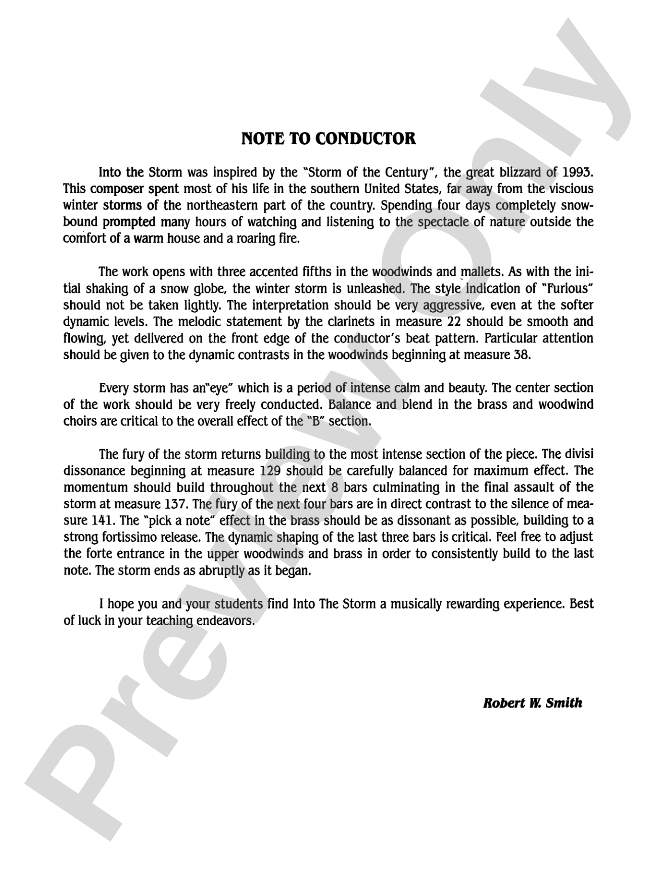 Into the Storm: Score