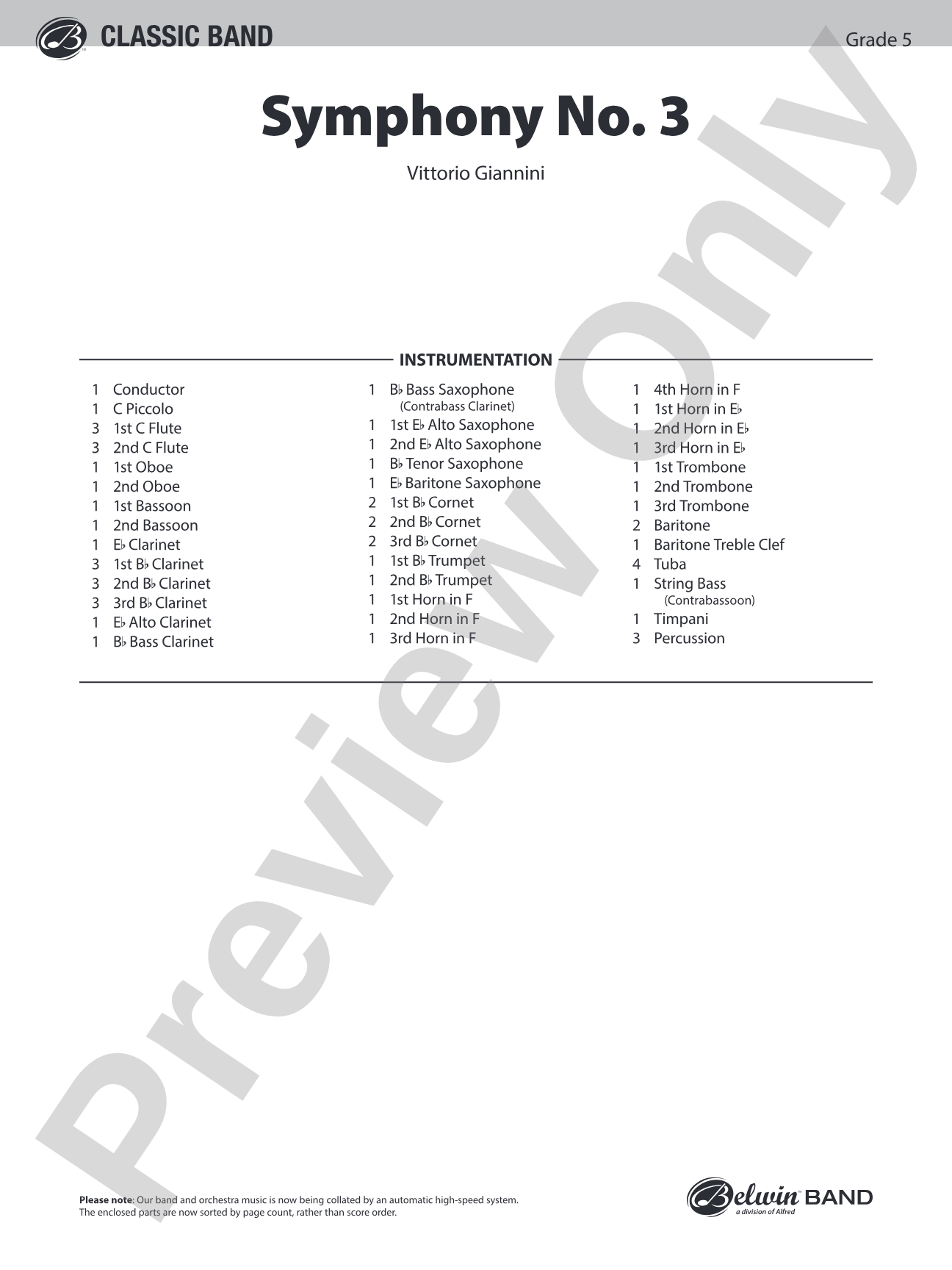 Symphony No. 3 for Band: Score