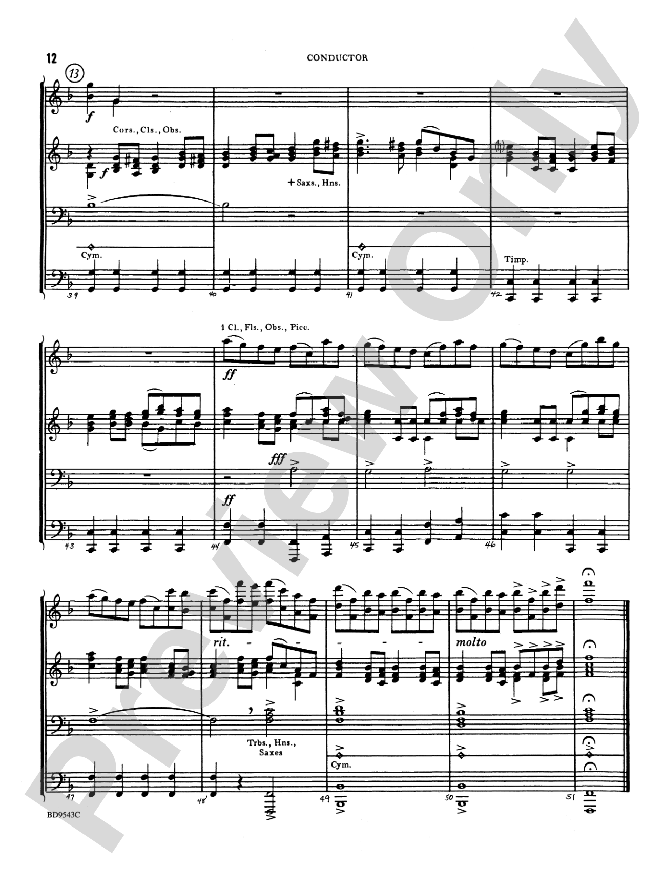 Three Chorale Preludes: Concert Band Conductor Score & Parts