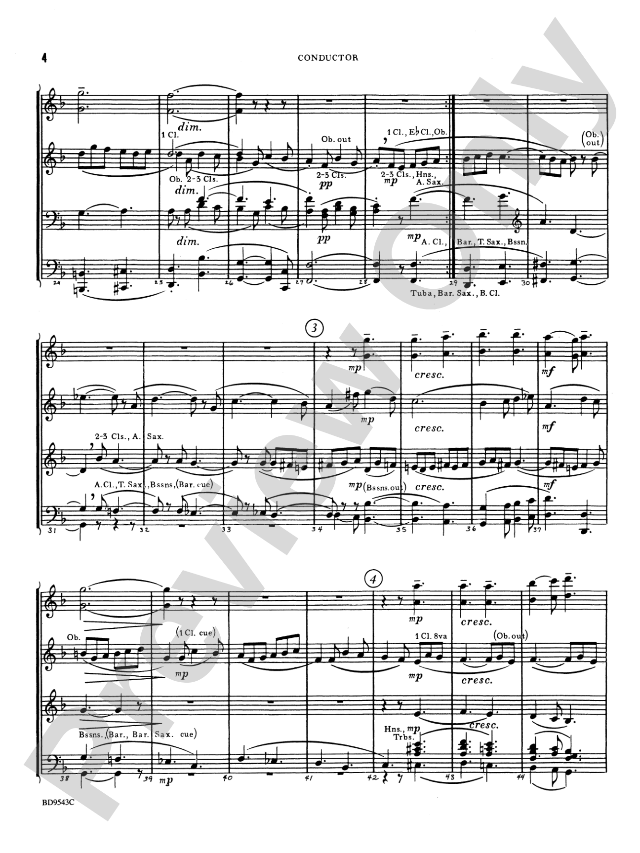 Three Chorale Preludes: Concert Band Conductor Score & Parts