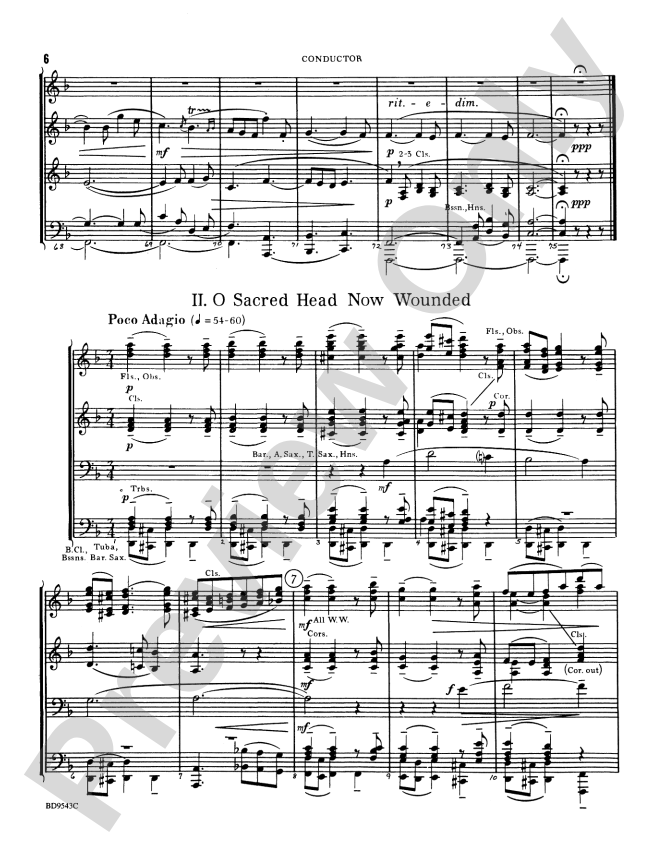 Three Chorale Preludes: Concert Band Conductor Score & Parts