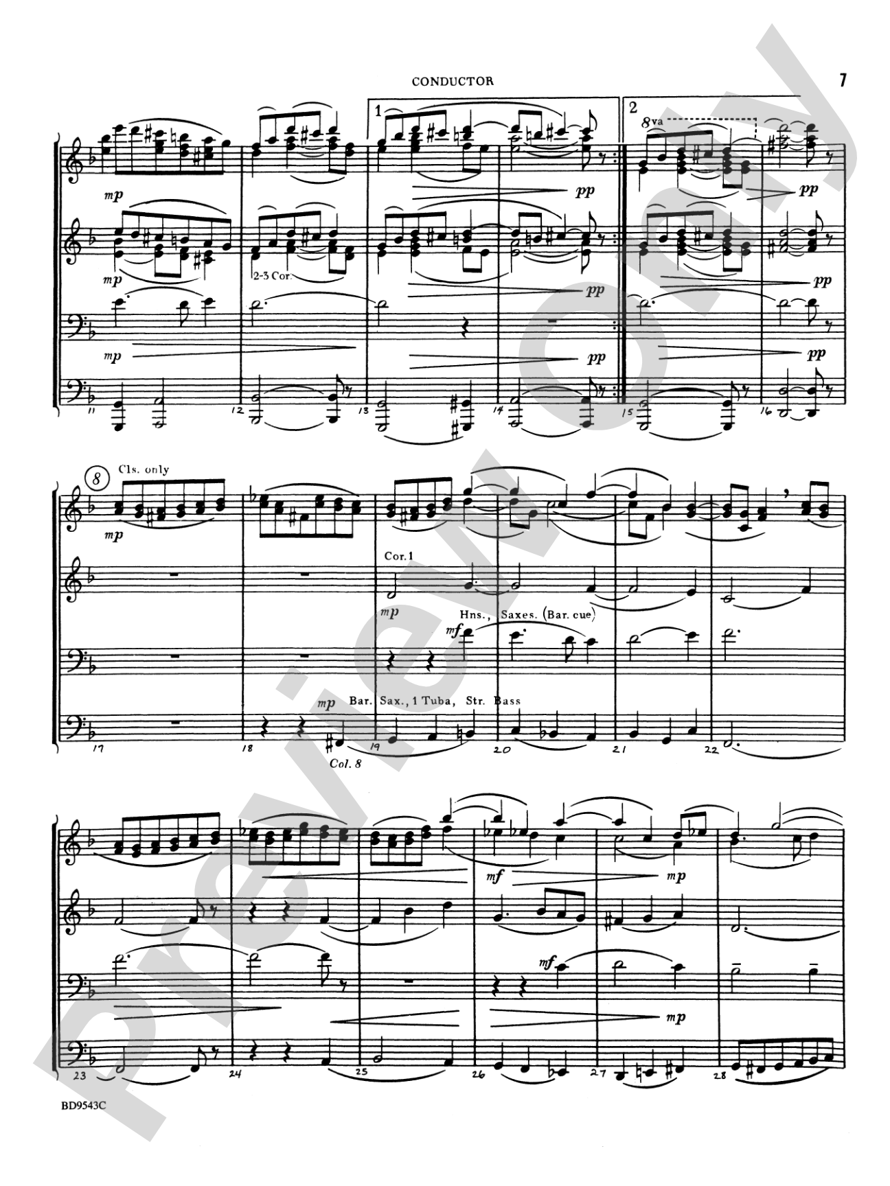 Three Chorale Preludes: Concert Band Conductor Score & Parts