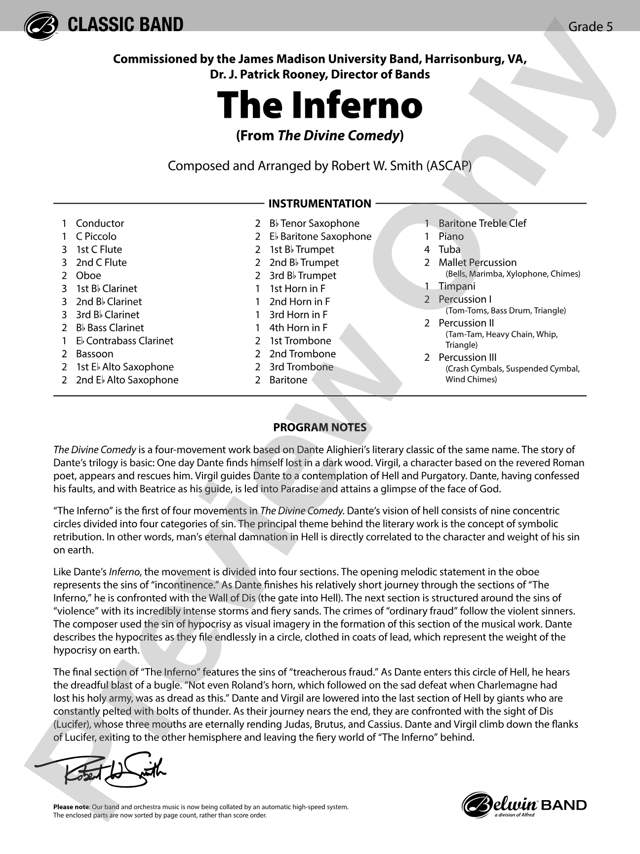 The Inferno: Concert Band Conductor Score & Parts