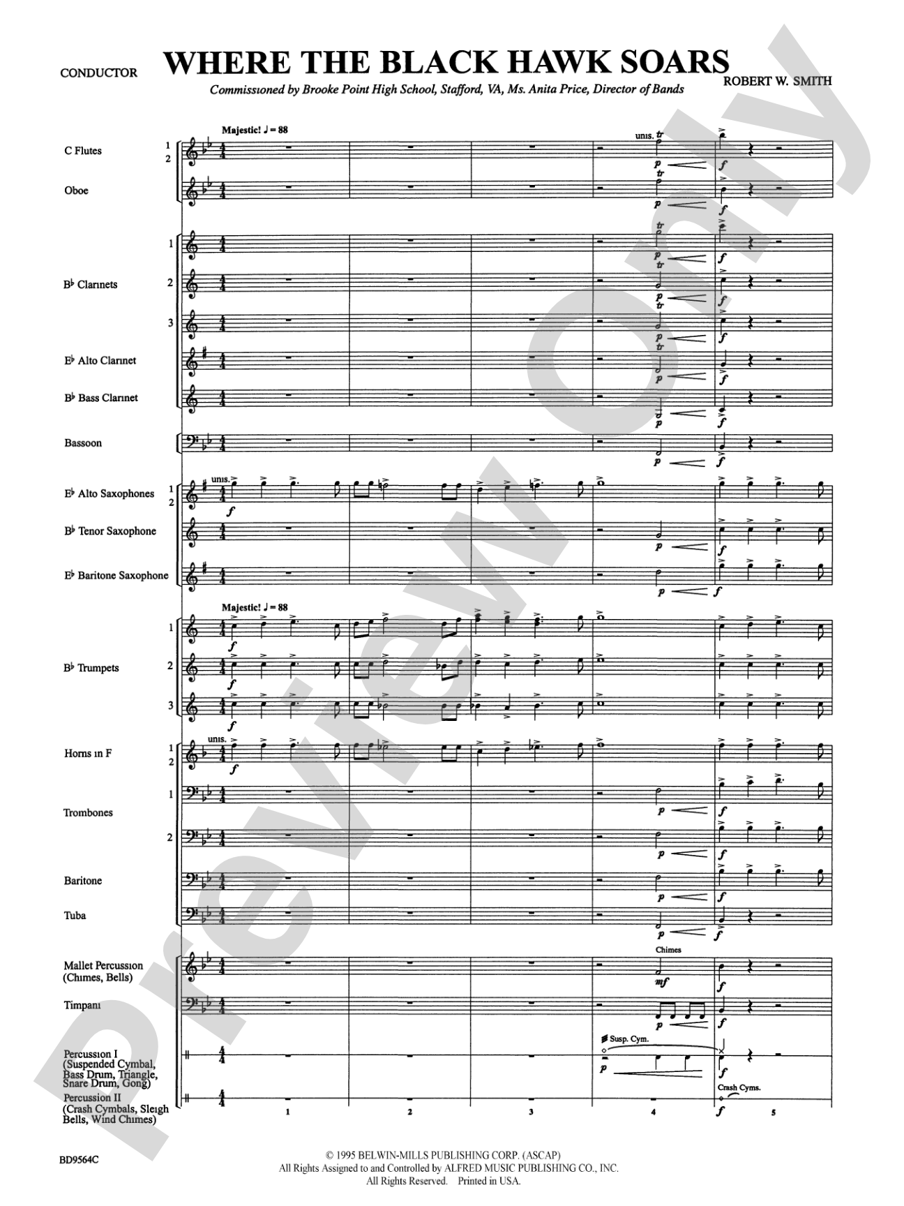 Where the Black Hawk Soars: Concert Band Conductor Score & Parts