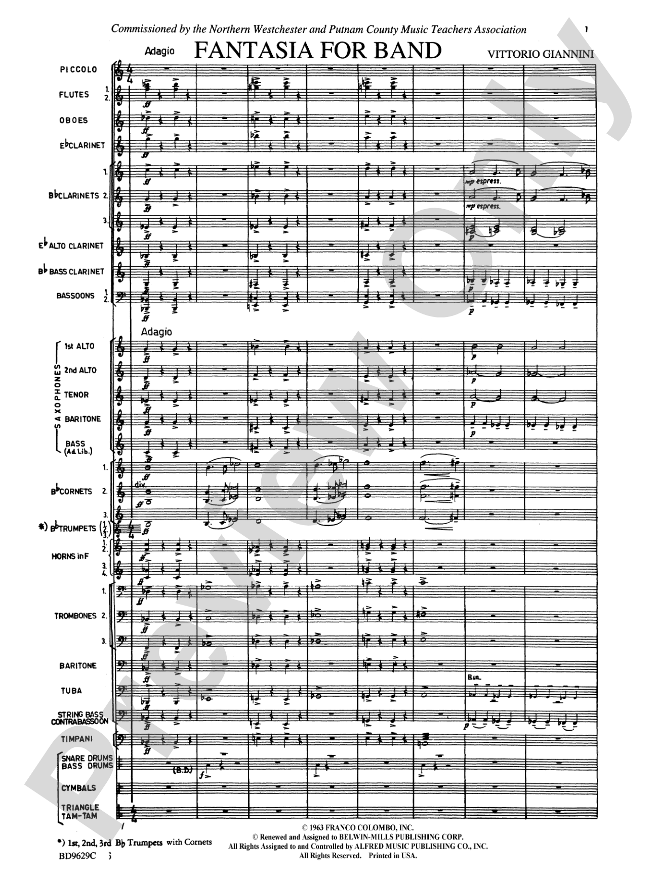 Fantasia for Band: Concert Band Conductor Score & Parts