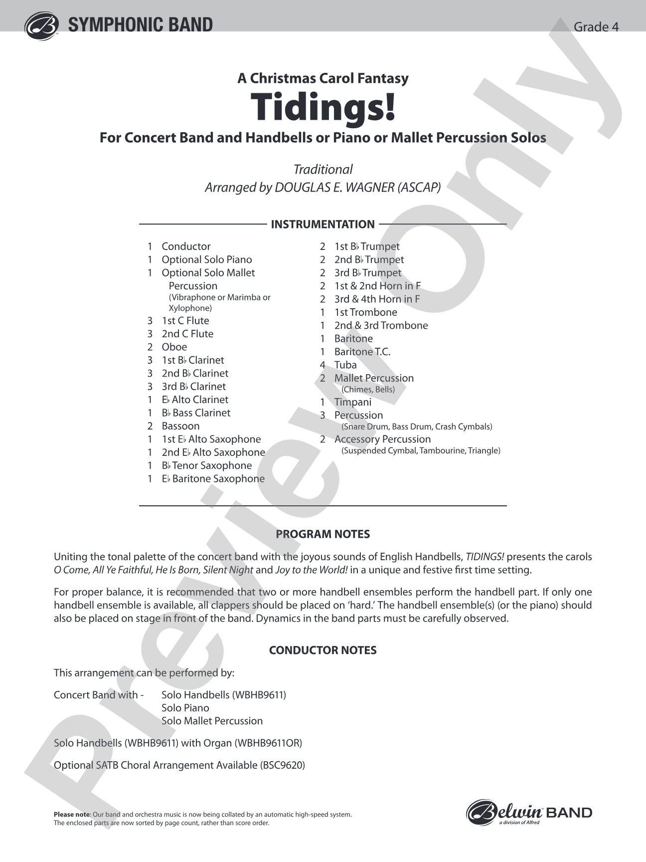 Tidings! (A Christmas Carol Fantasy): Concert Band Conductor Score & Parts