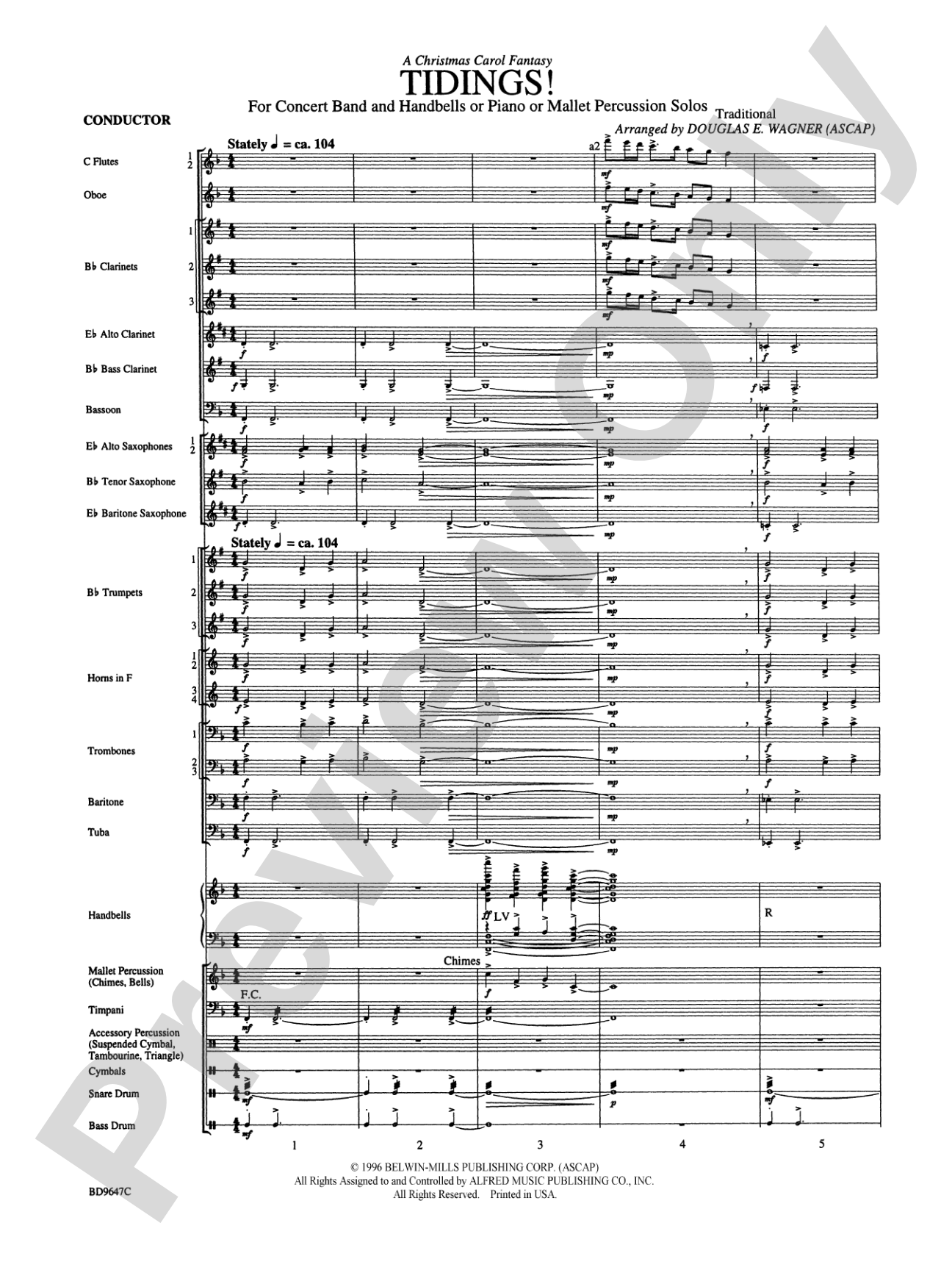 Tidings! (A Christmas Carol Fantasy): Concert Band Conductor Score & Parts