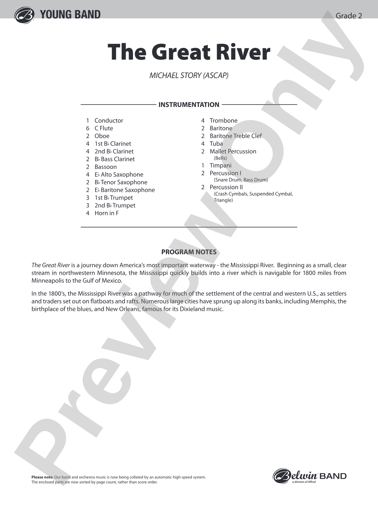 The Great River: Concert Band Conductor Score & Parts