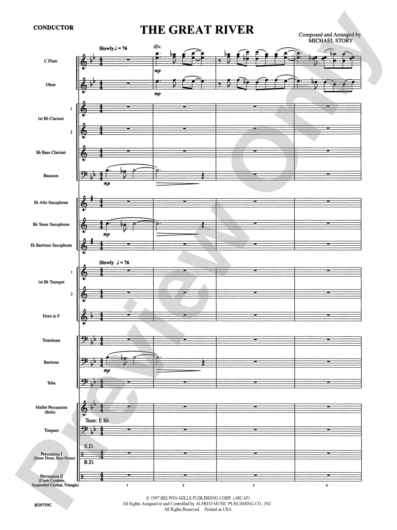 The Great River: Concert Band Conductor Score & Parts