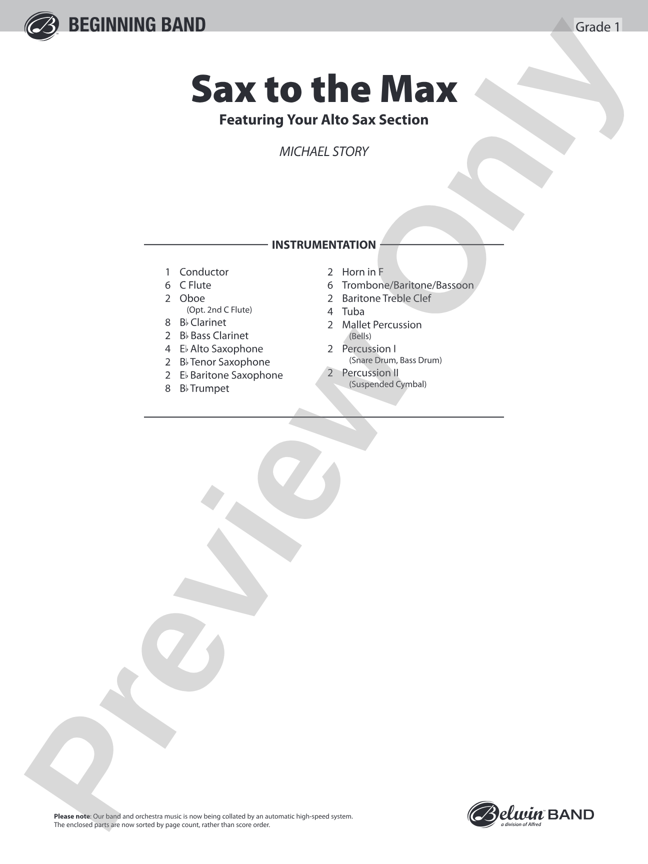 Sax to the Max (featuring your Alto Saxophone Section): Concert Band Conductor Score & Parts