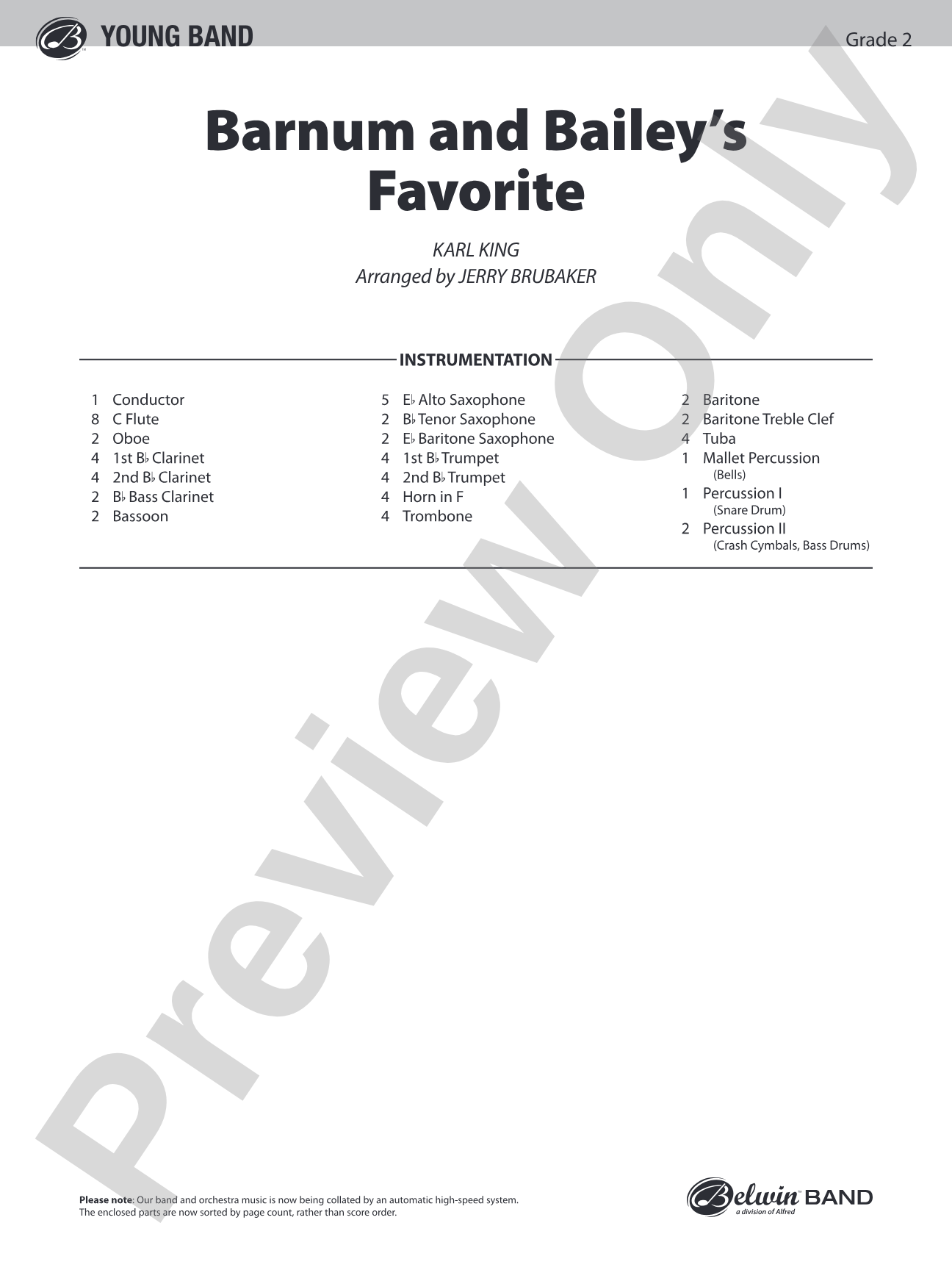 Barnum and Bailey's Favorite: Concert Band Conductor Score & Parts