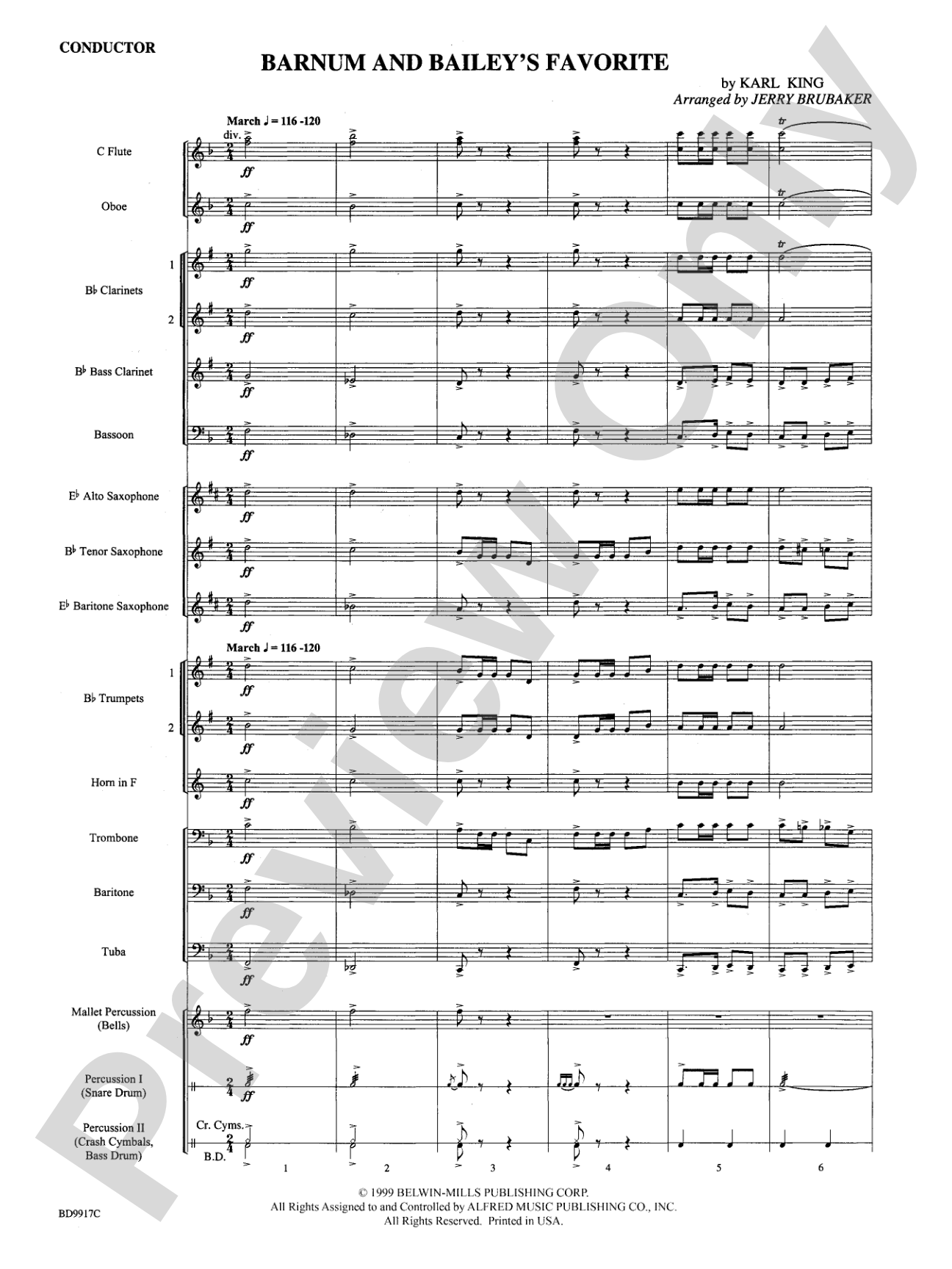 Barnum and Bailey's Favorite: Concert Band Conductor Score & Parts