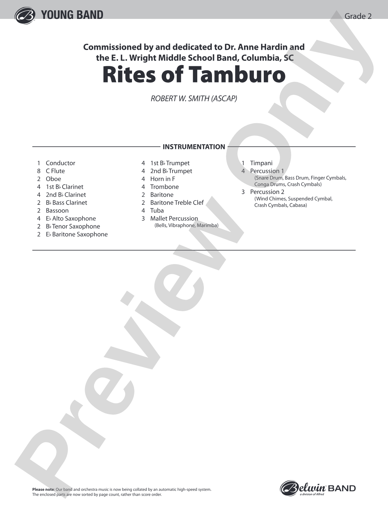 Rites of Tamburo: Concert Band Conductor Score & Parts