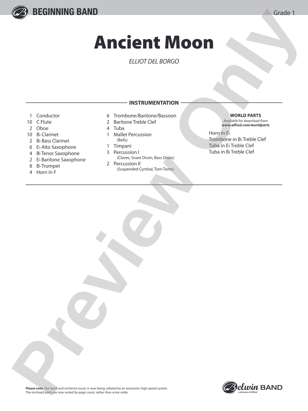Ancient Moon: Concert Band Conductor Score & Parts