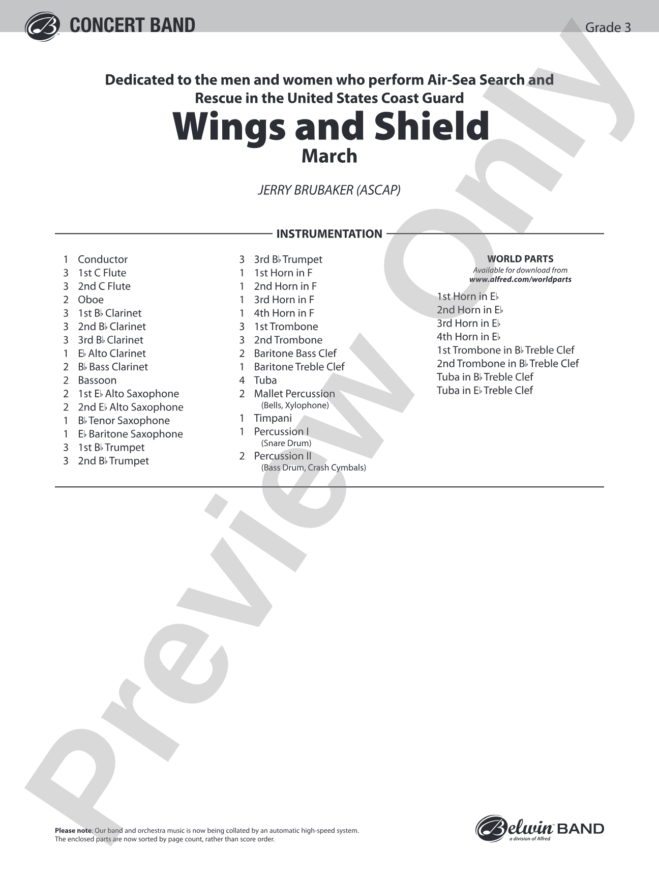 Wings and Shield: Concert Band Conductor Score & Parts