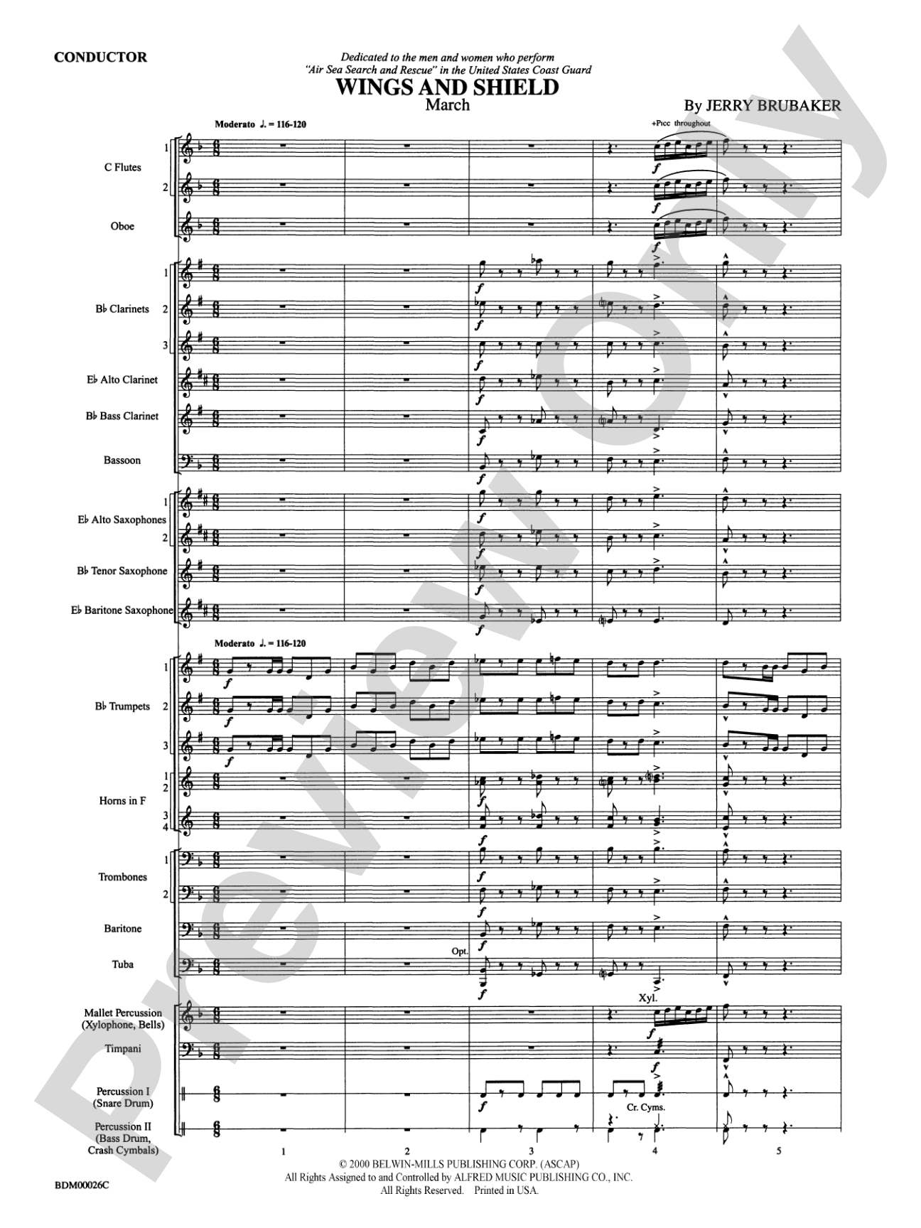 Wings and Shield: Concert Band Conductor Score & Parts
