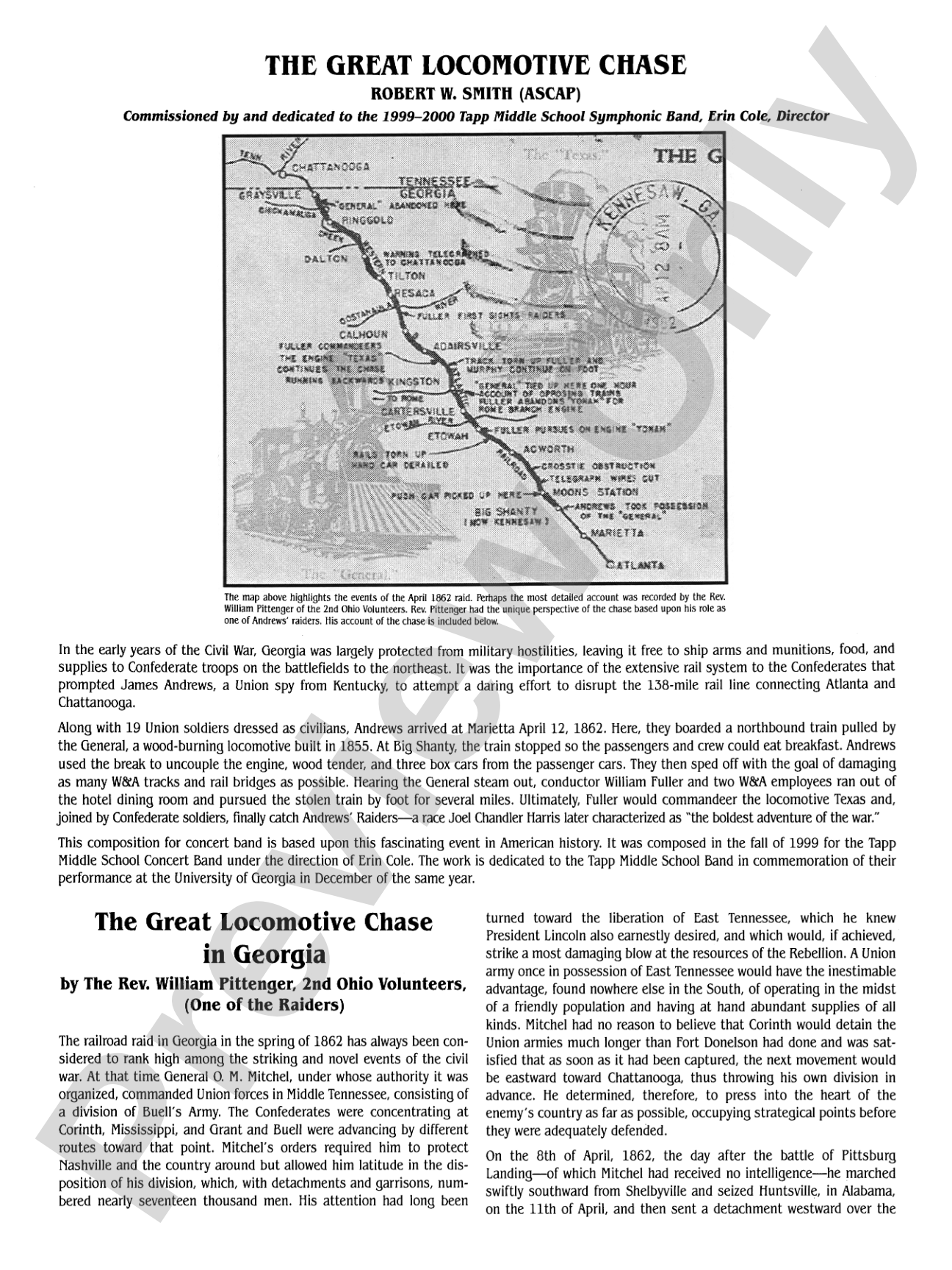 The Great Locomotive Chase: Concert Band Conductor Score & Parts