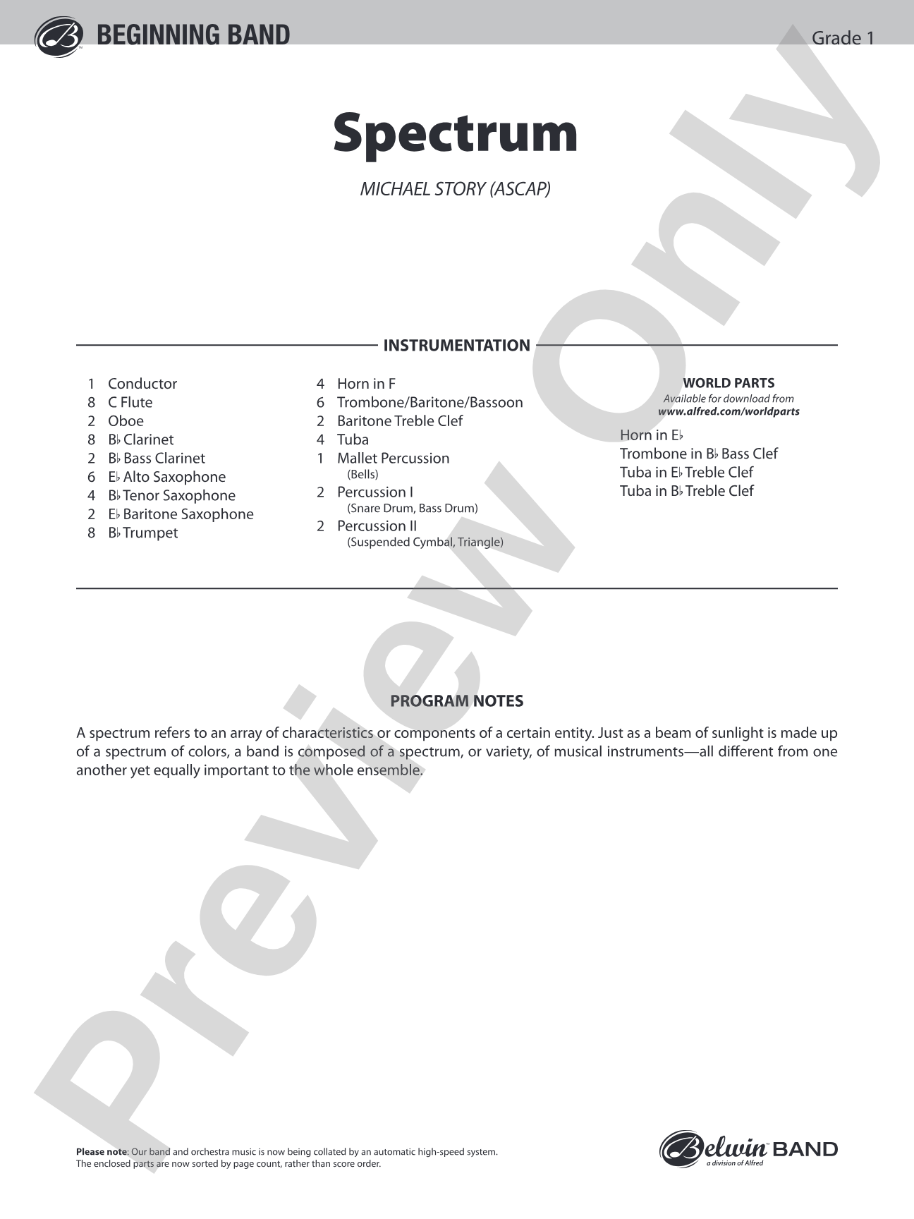 Spectrum: Concert Band Conductor Score & Parts