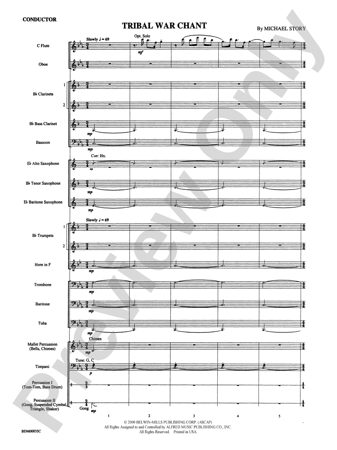 Tribal War Chant: Concert Band Conductor Score & Parts