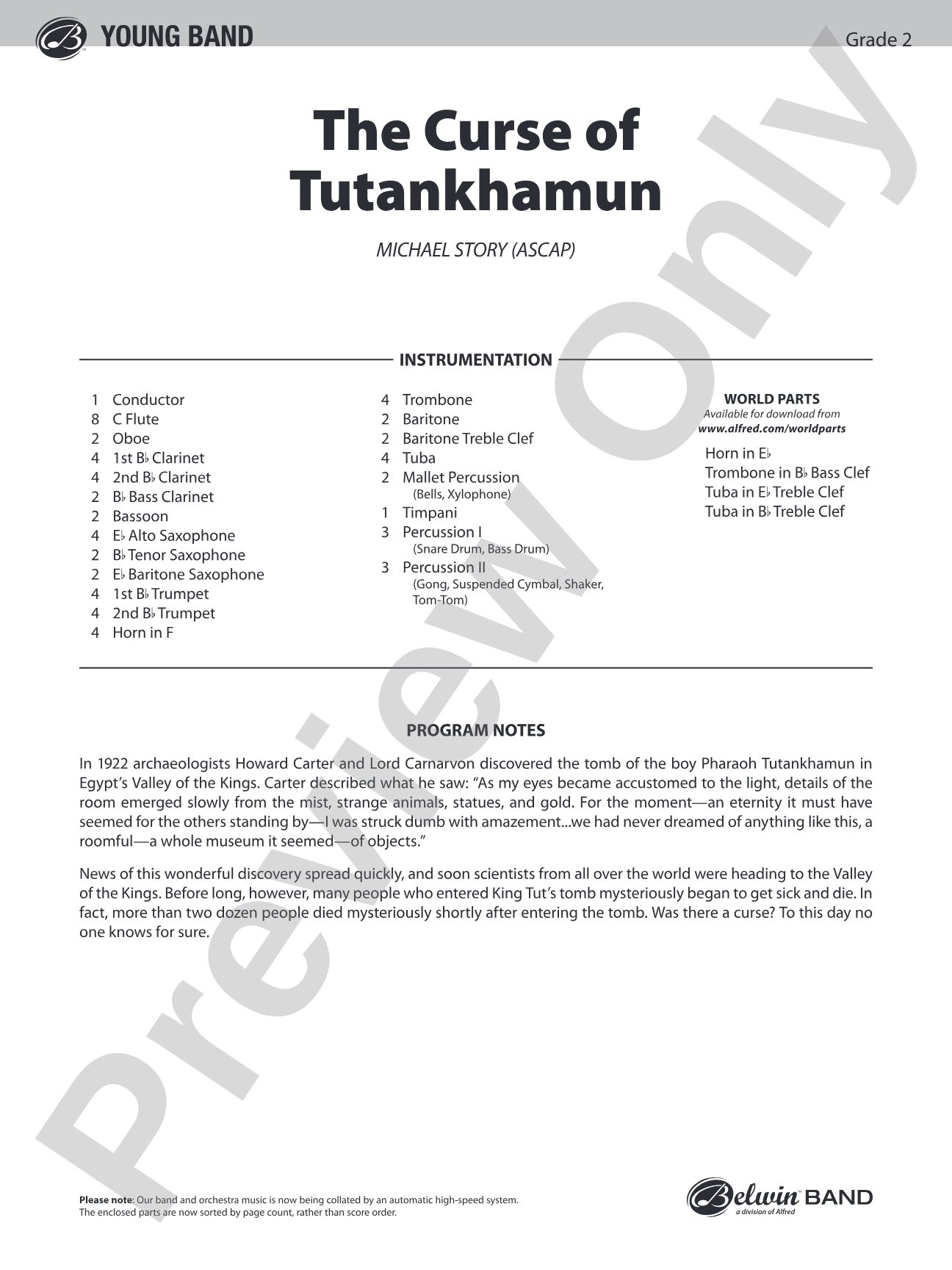 The Curse of Tutankhamun: Concert Band Conductor Score & Parts