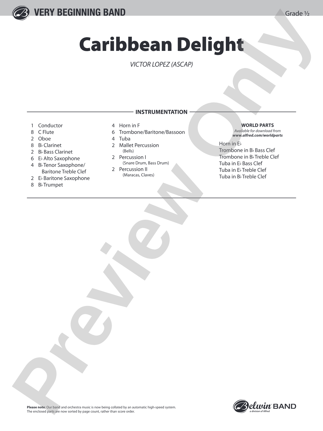 Caribbean Delight: Concert Band Conductor Score & Parts