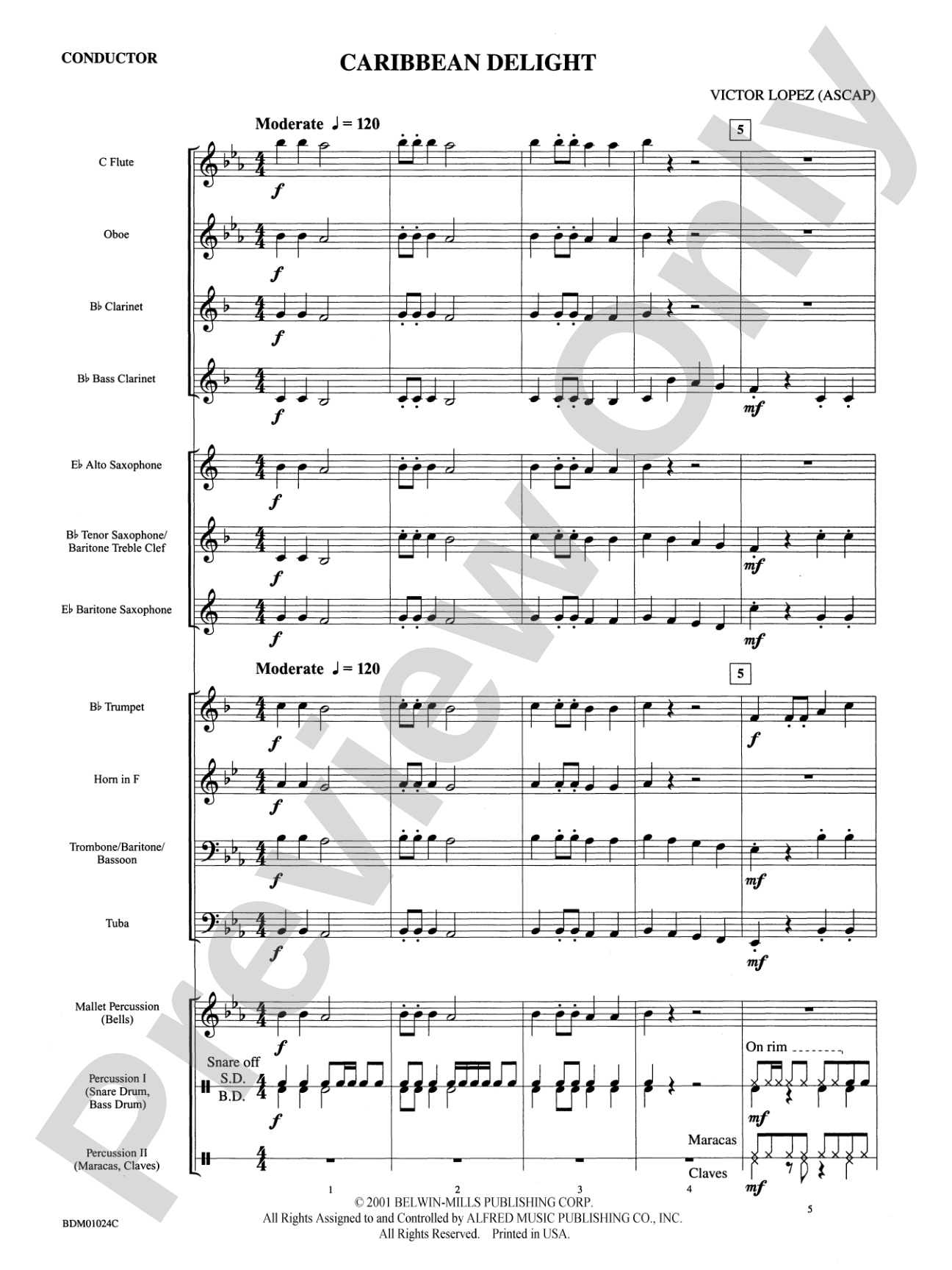 Caribbean Delight: Concert Band Conductor Score & Parts