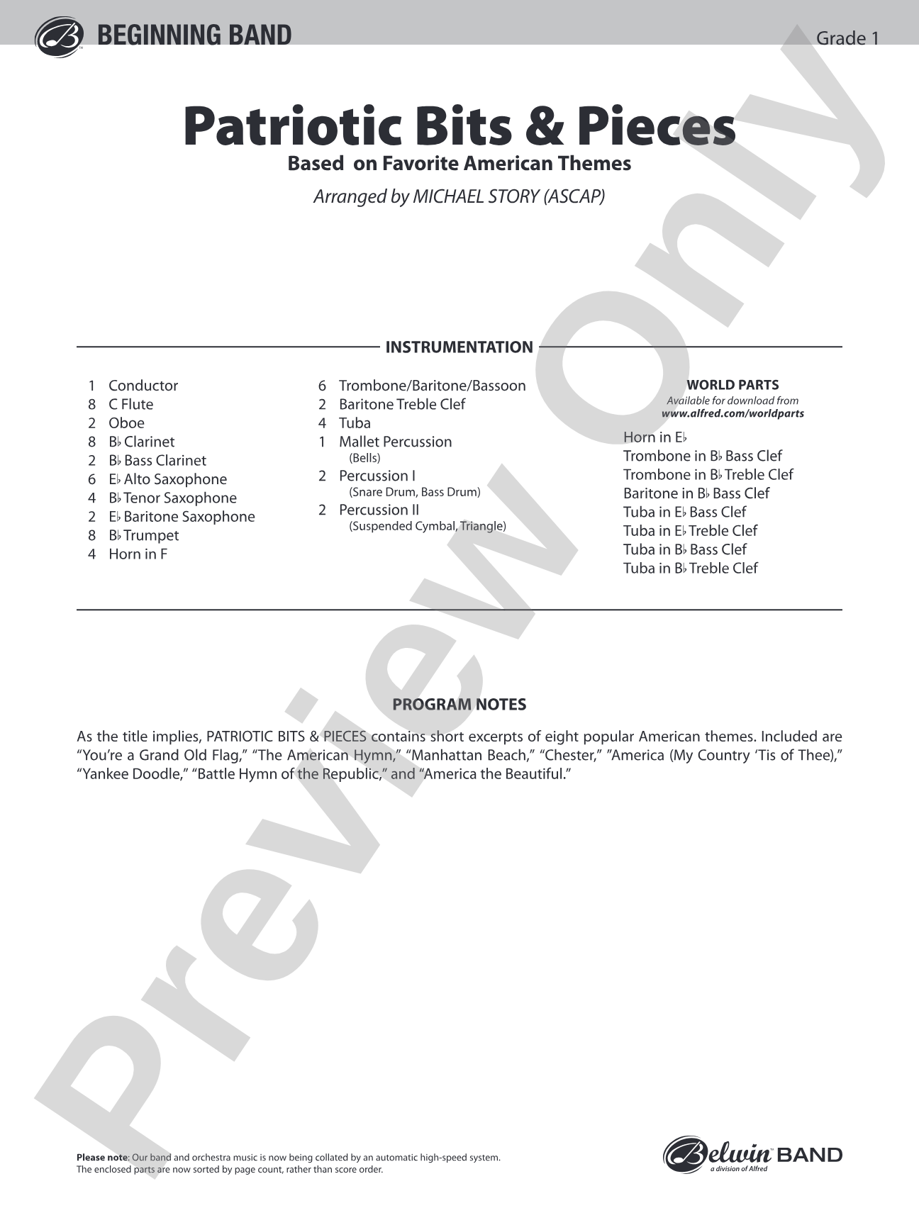 Patriotic Bits & Pieces (based on Favorite American Themes): Concert Band Conductor Score & Parts