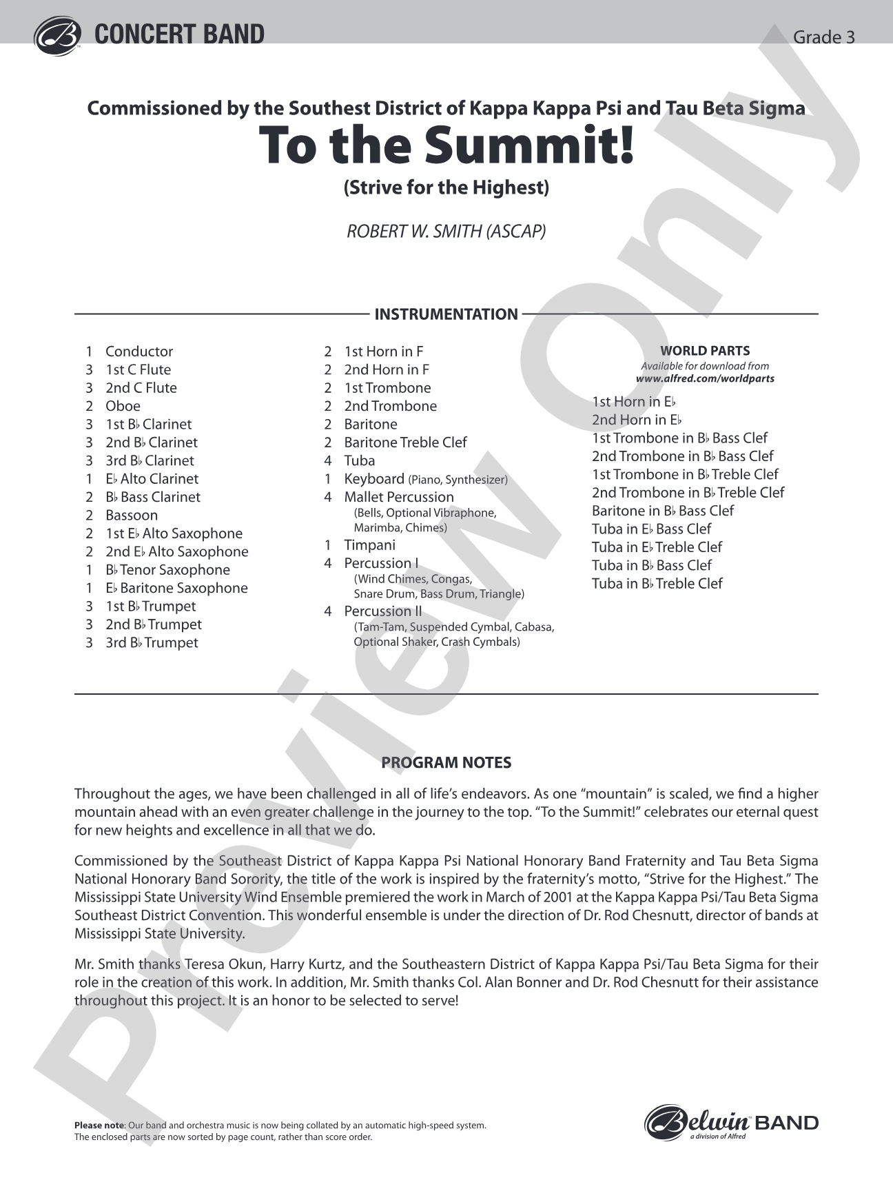 To the Summit! (Strive for the Highest): Concert Band Conductor Score & Parts