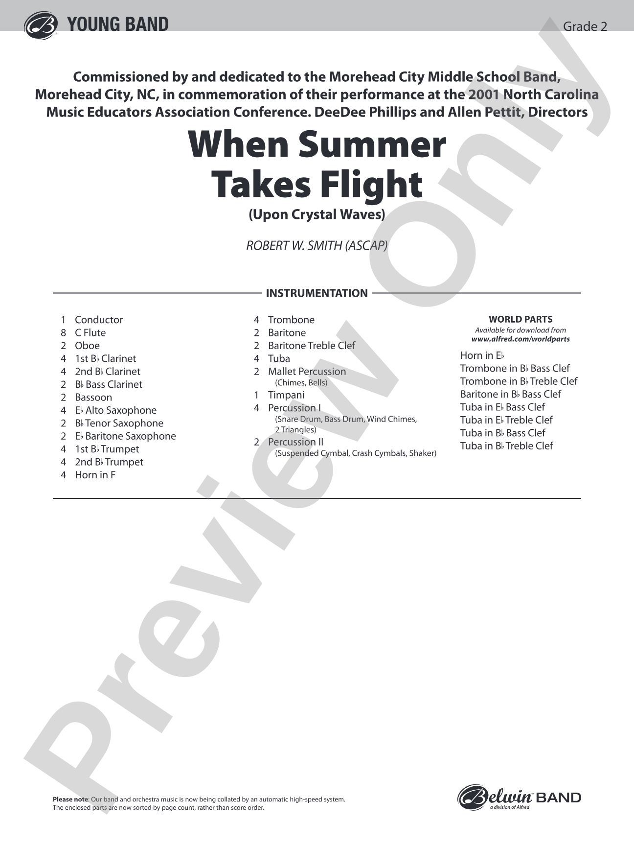 When Summer Takes Flight: Concert Band Conductor Score & Parts
