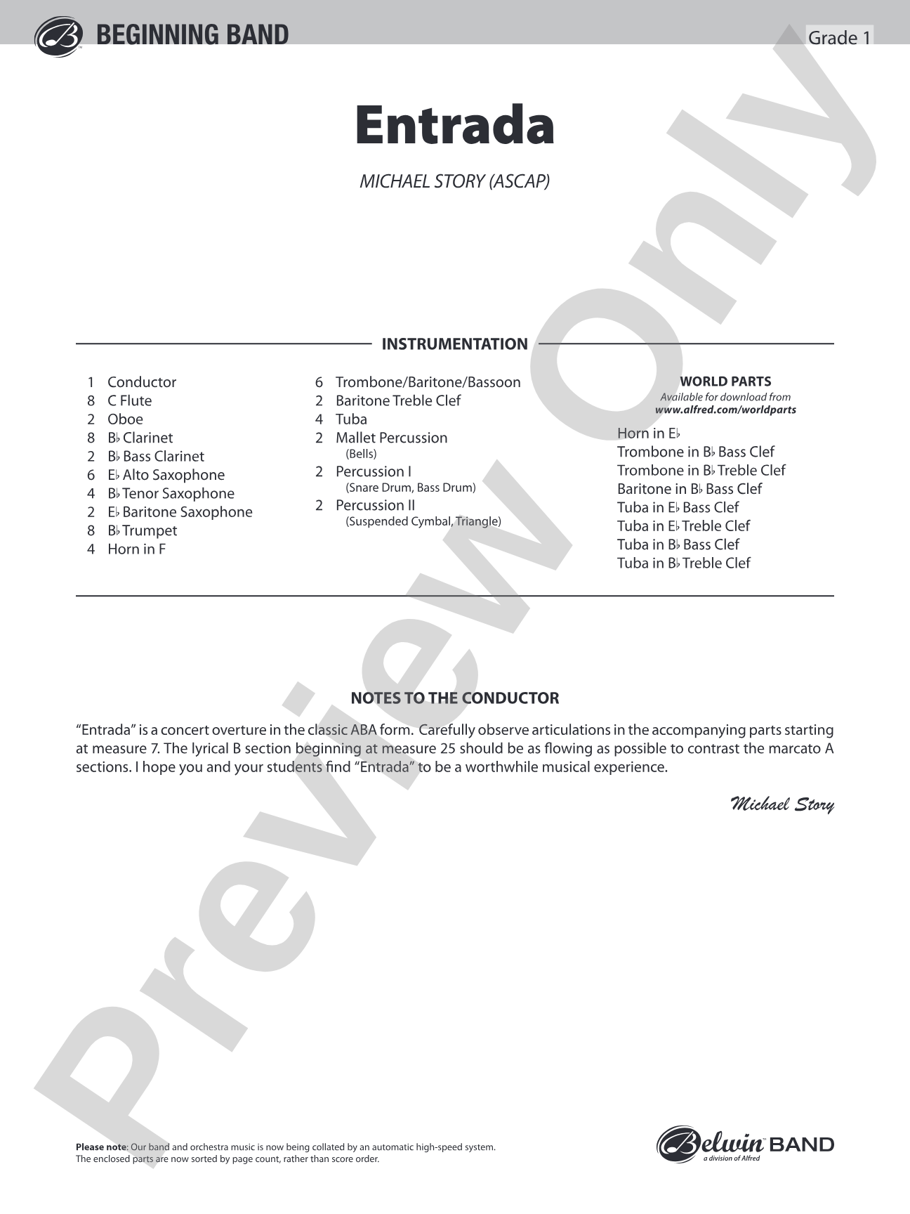 Entrada (An Overture for Band): Concert Band Conductor Score & Parts