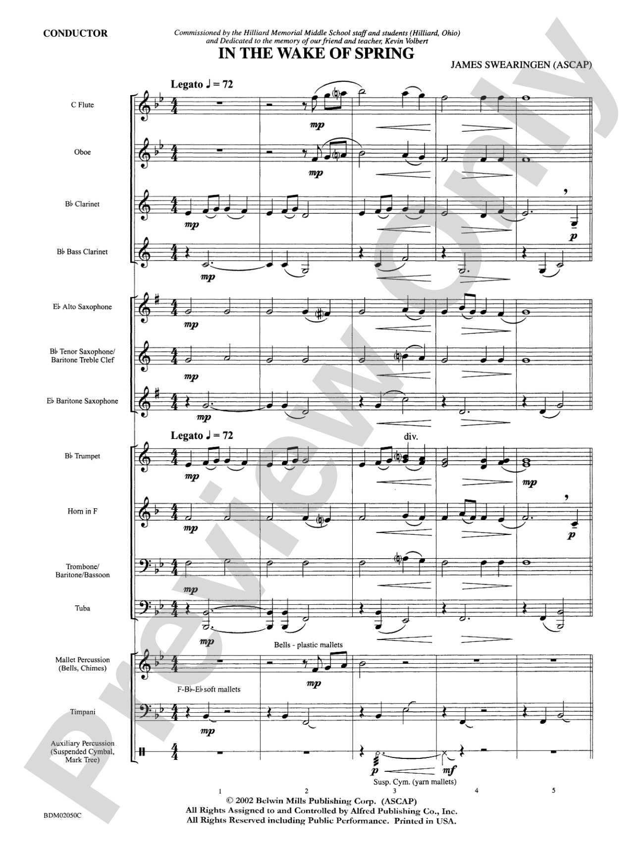In the Wake of Spring: Concert Band Conductor Score & Parts