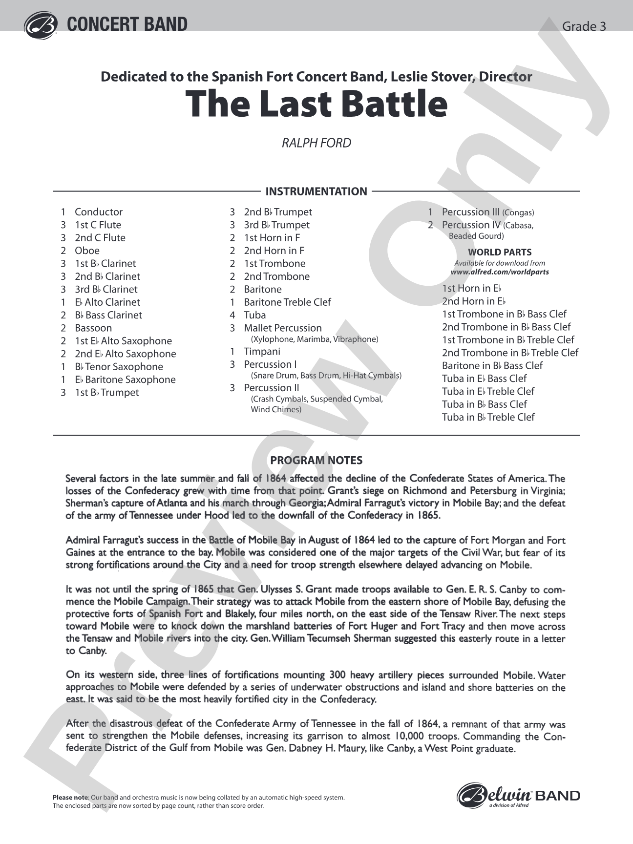 The Last Battle: Concert Band Conductor Score & Parts