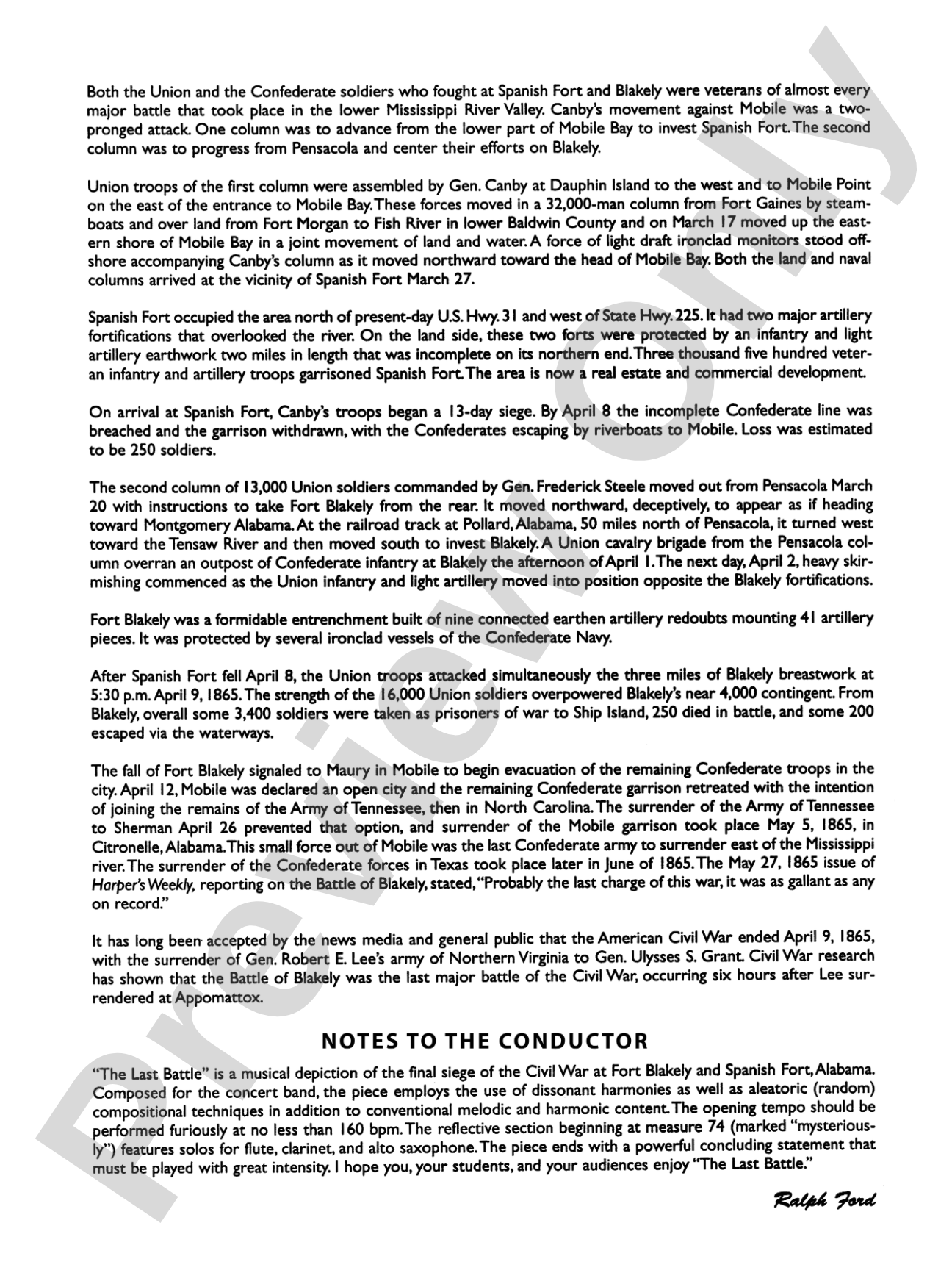 The Last Battle: Concert Band Conductor Score & Parts