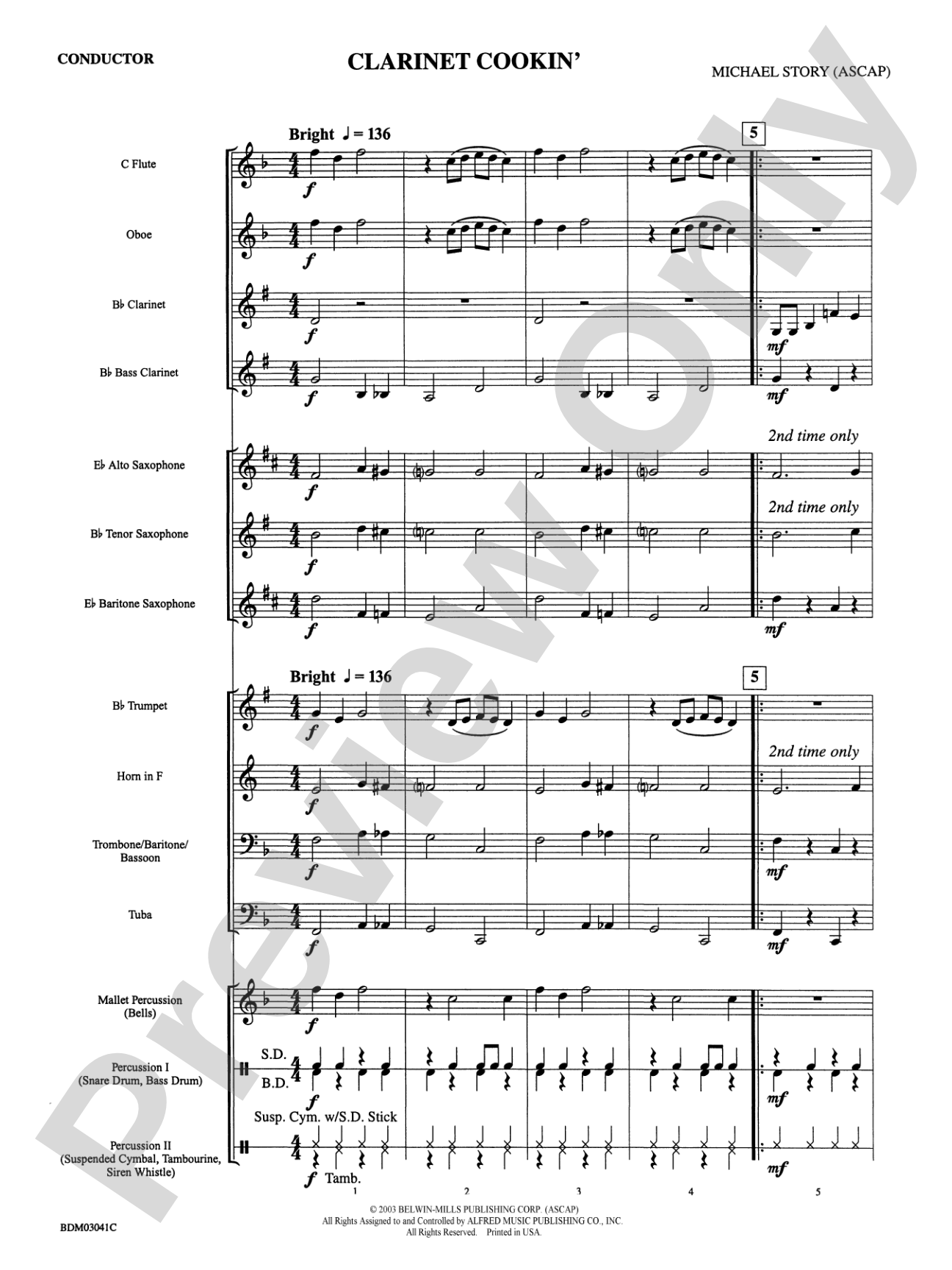 Clarinet Cookin': Concert Band Conductor Score & Parts