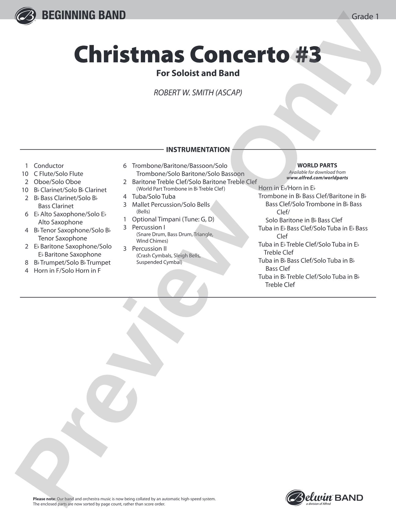 Christmas Concerto #3 (for Soloist and Band): Concert Band Conductor Score & Parts