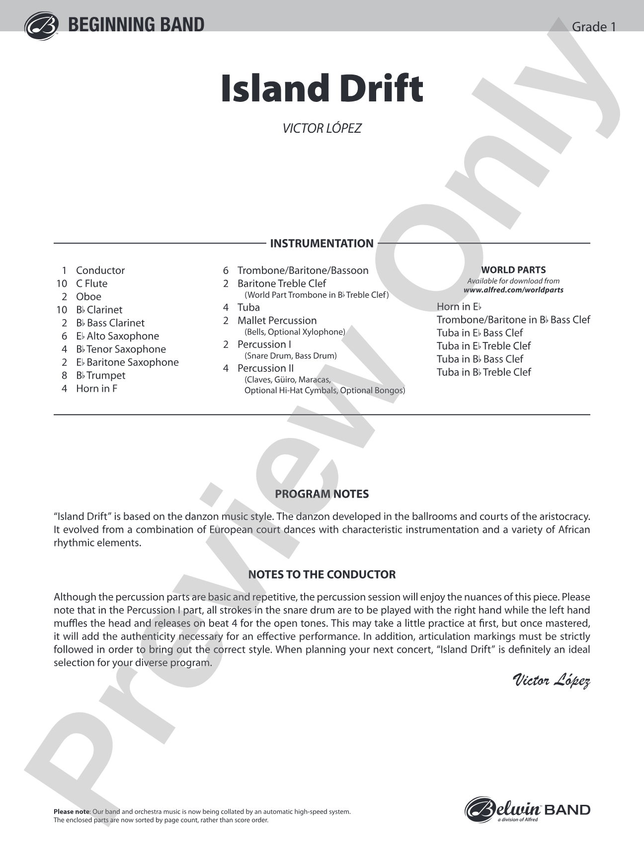 Island Drift: Concert Band Conductor Score & Parts